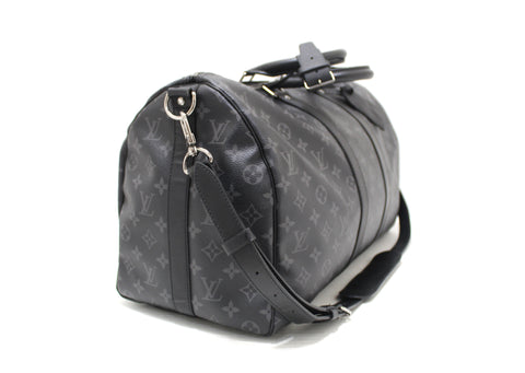 Authentic Louis Vuitton Monogram Eclipse Keepall Bandoulière 45 Travel Bag