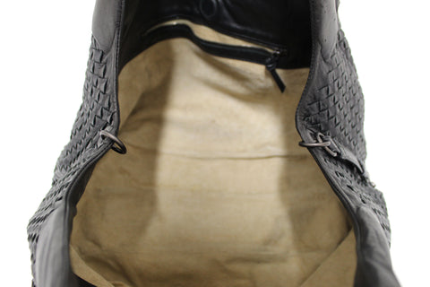 Authentic Bottega Veneta Black Nappa Intrecciato Large Campana Shoulder Hobo Bag