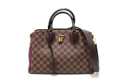 Authentic Louis Vuitton Damier Ebene and Burgandy Normandy Tote Shoulder Bag