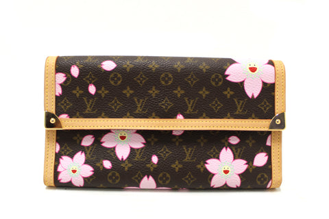 Authentic New Louis Vuitton Brown Cherry Blossom Tri-fold PTI Long Wallet