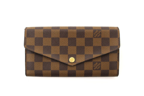 Authentic Louis Vuitton Damier Ebene Canvas Sarah Wallet