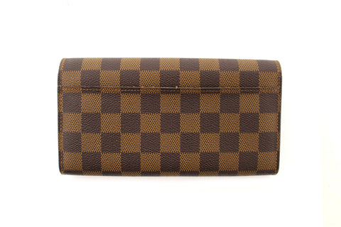 Authentic Louis Vuitton Damier Ebene Canvas Sarah Wallet