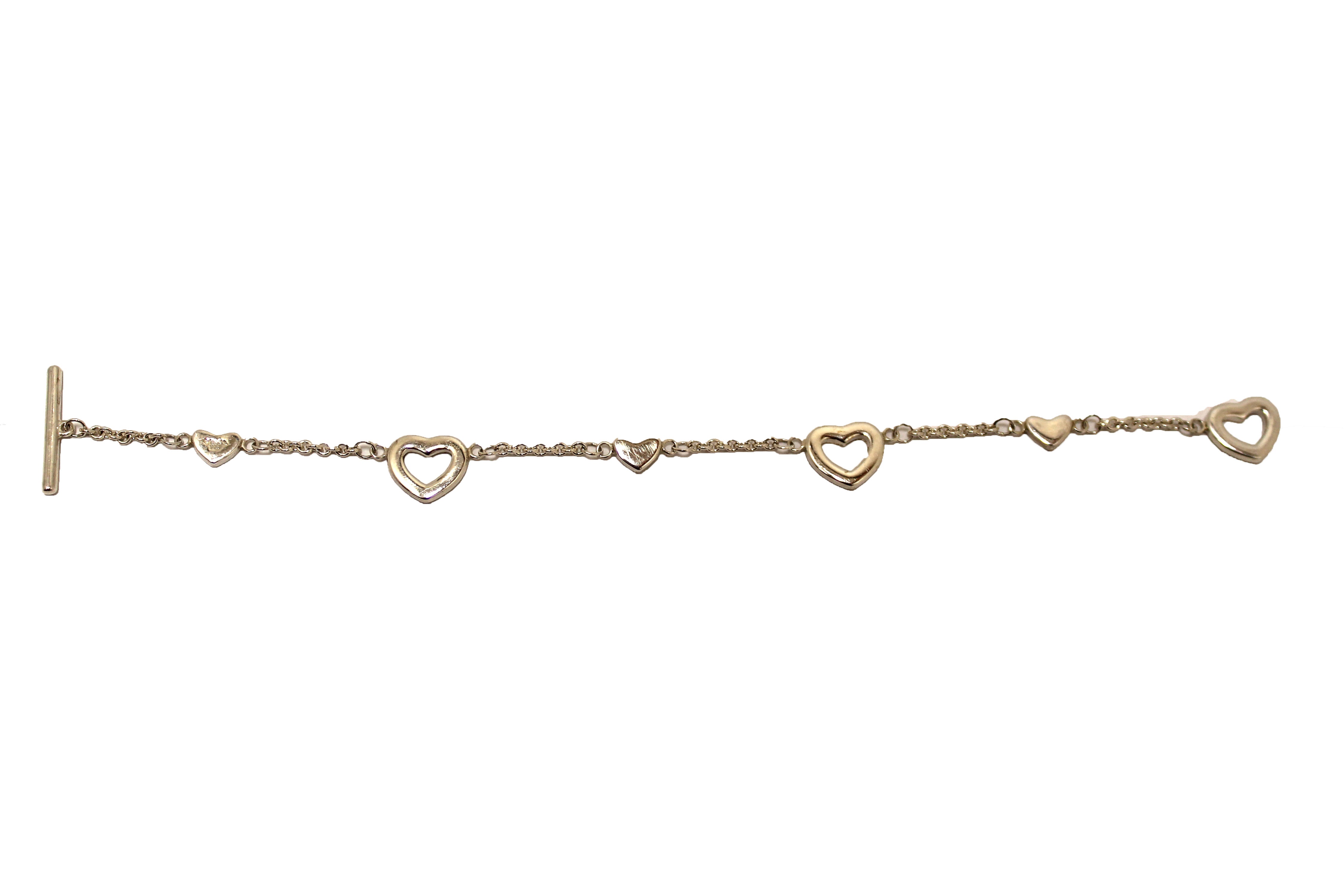 Authentic Tiffany & Co. 925 Sterling Silver Heart Link Bracelet