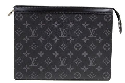 Authentic Louis Vuitton Monogram Eclipse Canvas Pochette Voyage MM Clutch