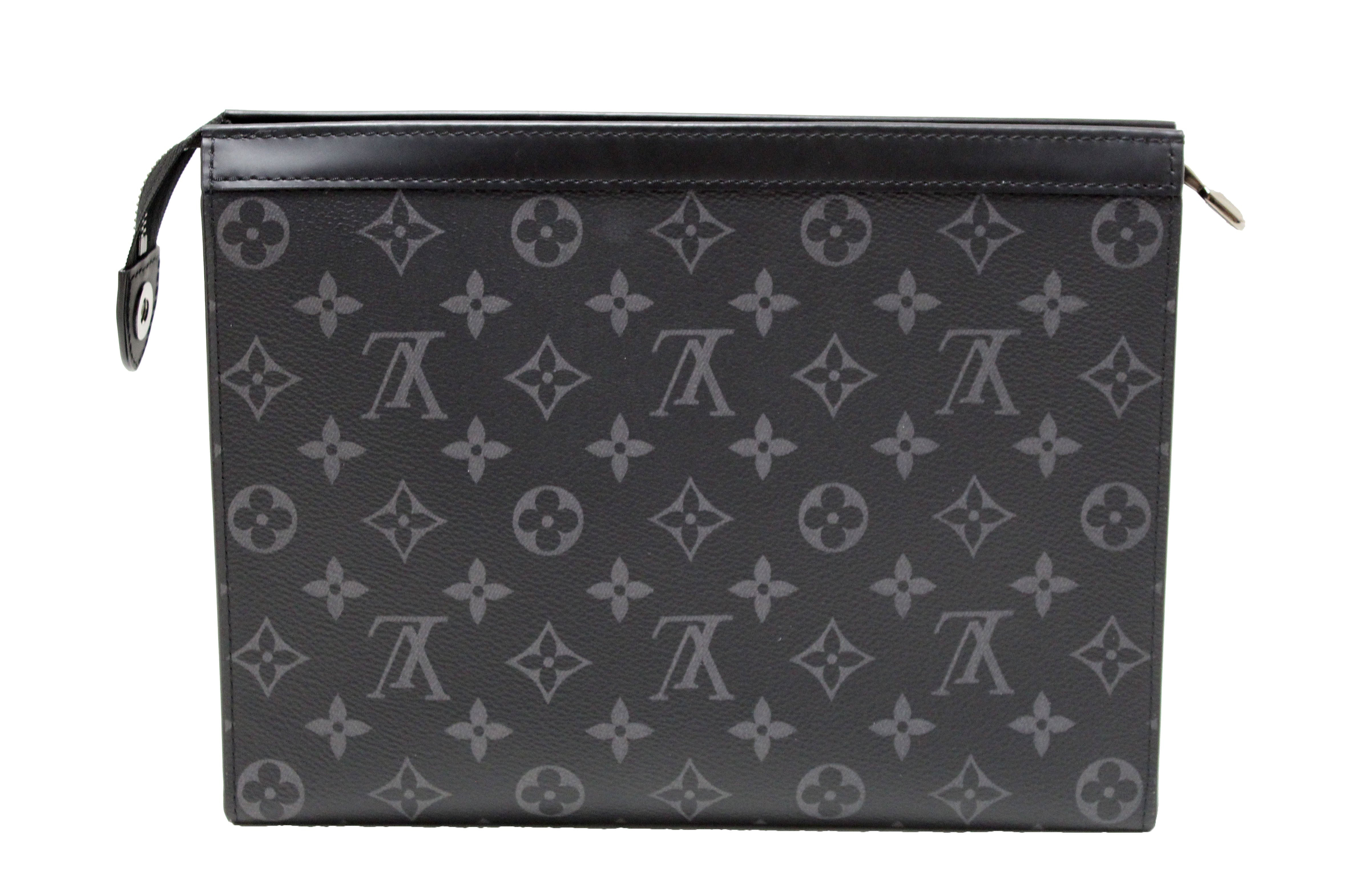 Authentic Louis Vuitton Monogram Eclipse Canvas Pochette Voyage MM Clutch