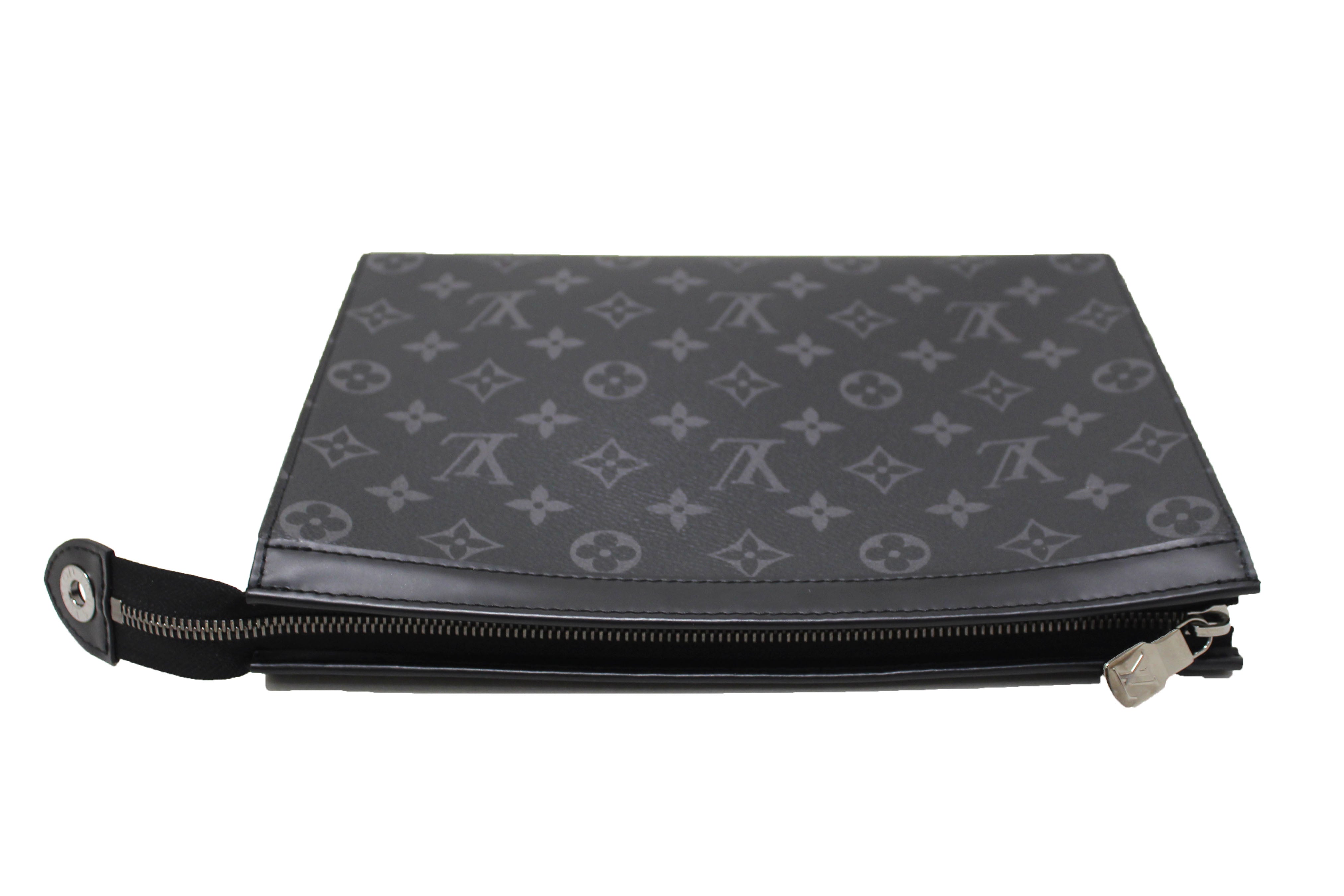 Authentic Louis Vuitton Monogram Eclipse Canvas Pochette Voyage MM Clutch