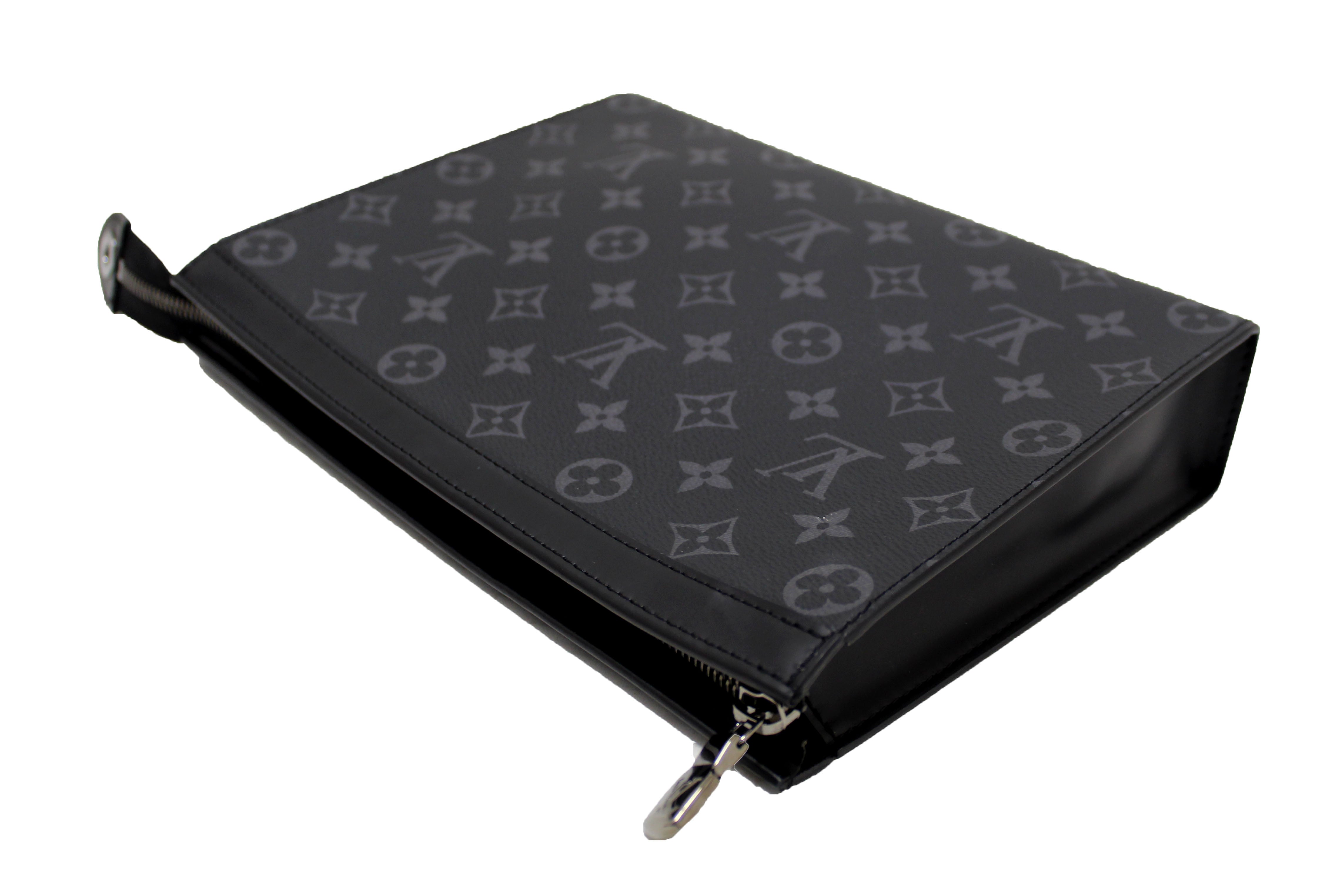 Authentic Louis Vuitton Monogram Eclipse Canvas Pochette Voyage MM Clutch