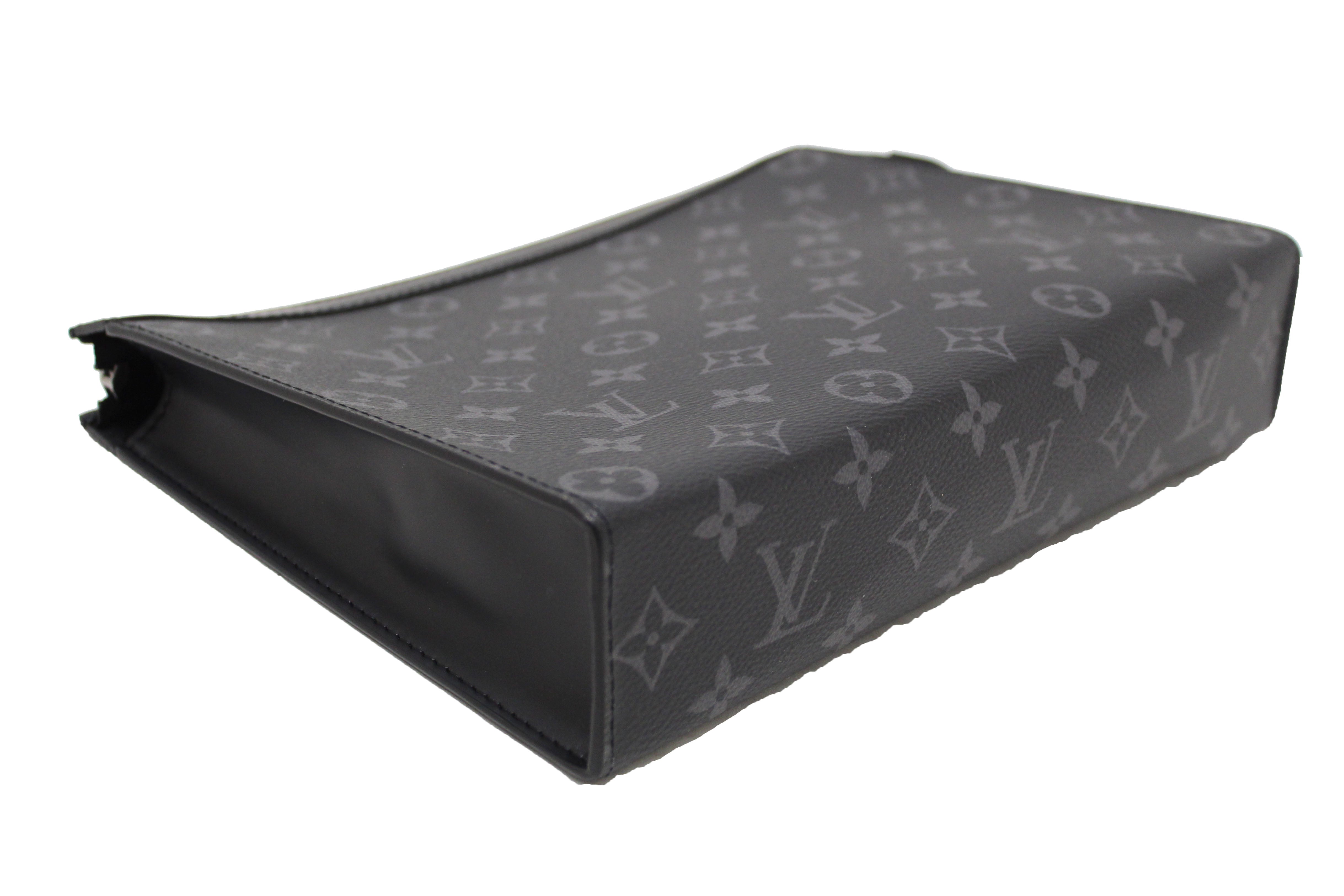 Authentic Louis Vuitton Monogram Eclipse Canvas Pochette Voyage MM Clutch