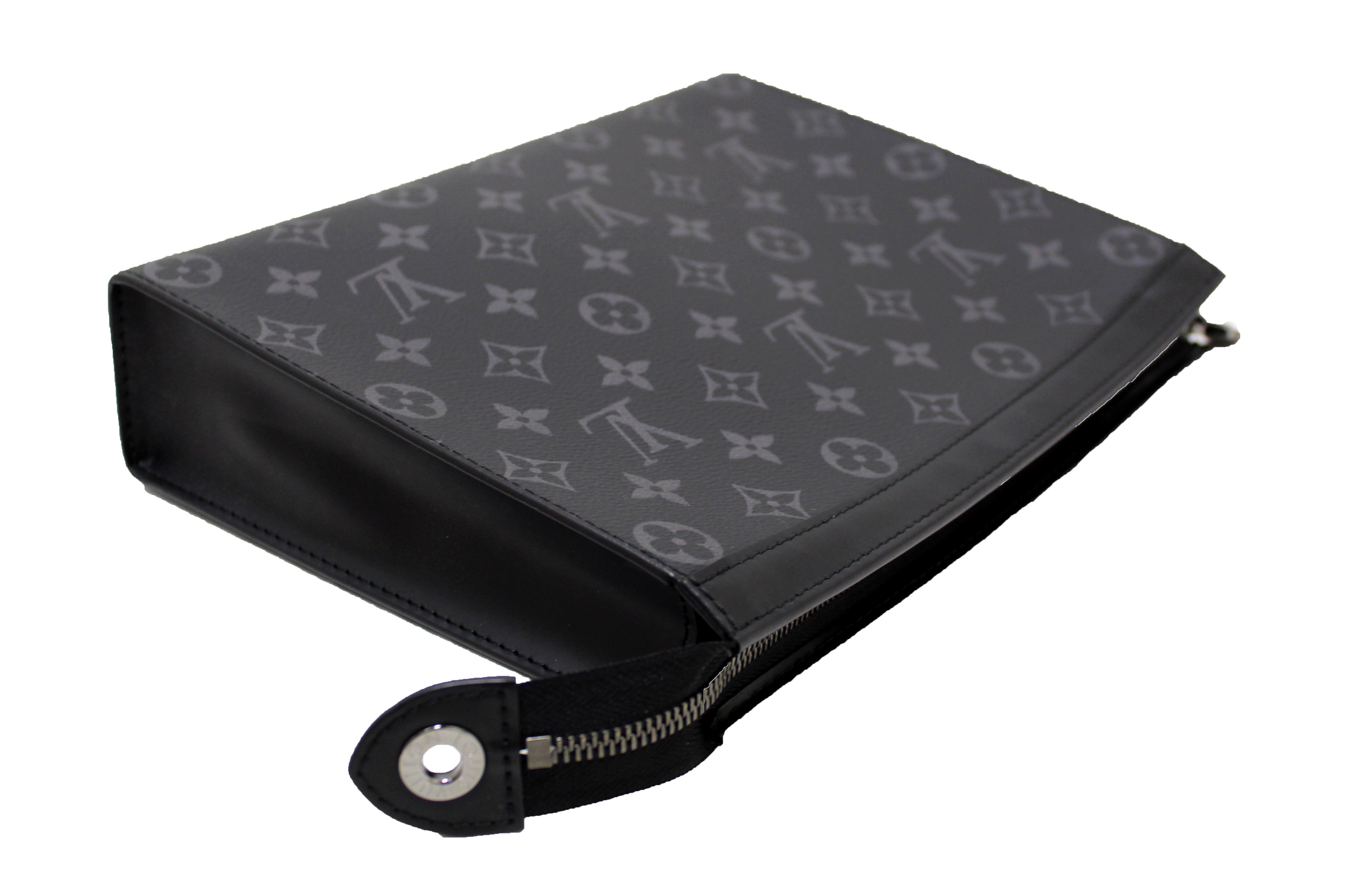 Authentic Louis Vuitton Monogram Eclipse Canvas Pochette Voyage MM Clutch