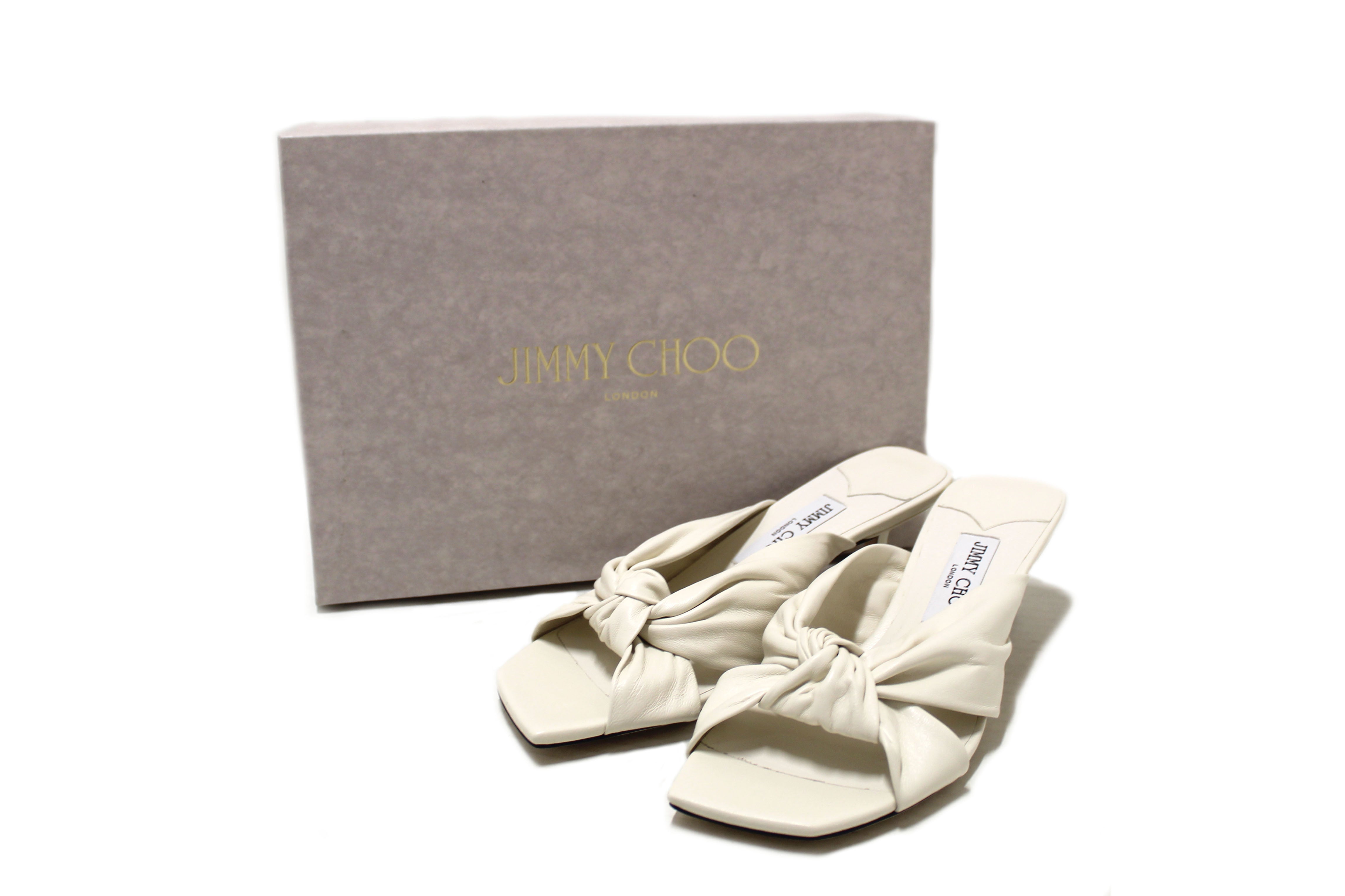 Authentic Jimmy Choo White Nappa Leather Avenue 50 Size 39