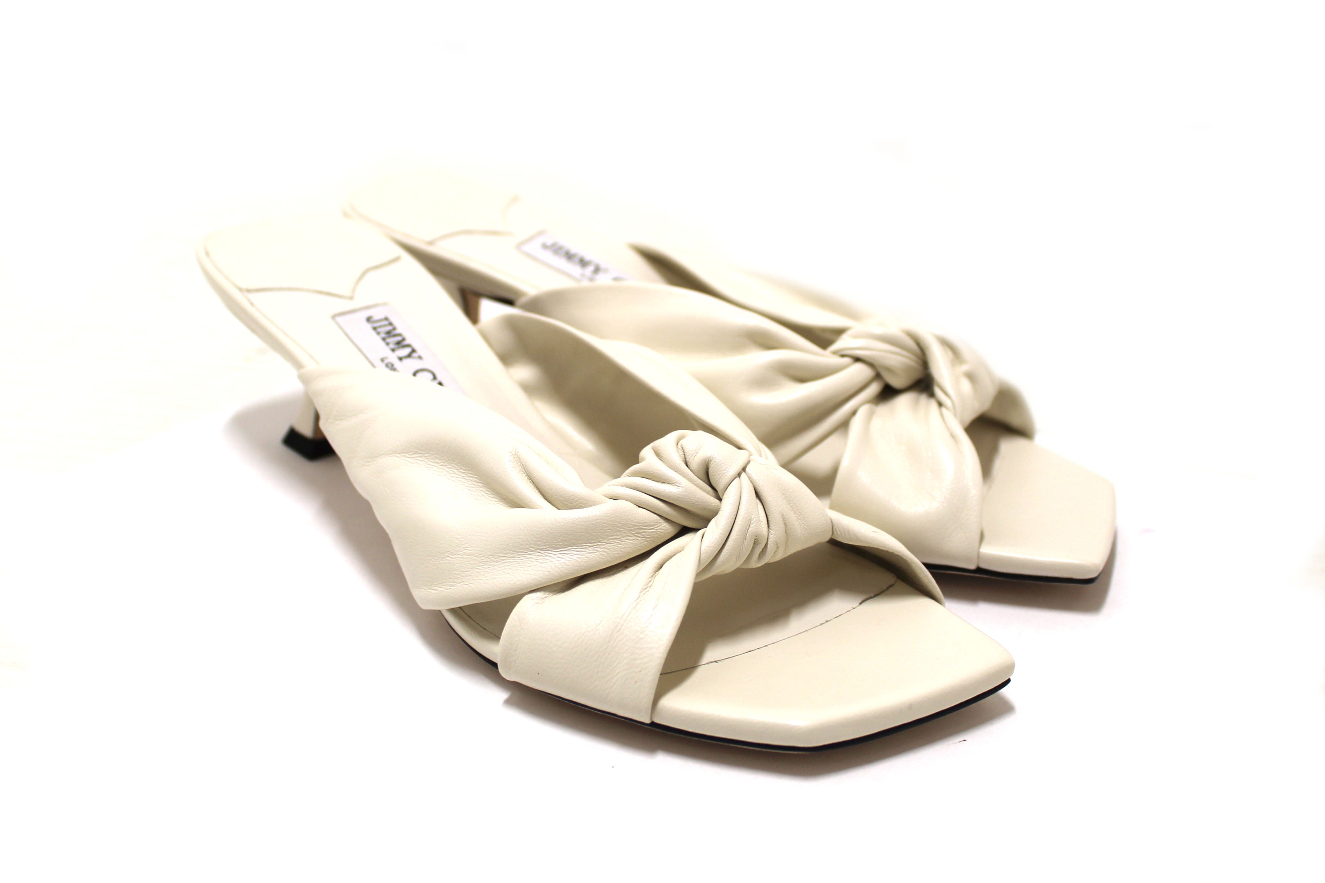 Authentic Jimmy Choo White Nappa Leather Avenue 50 Size 39