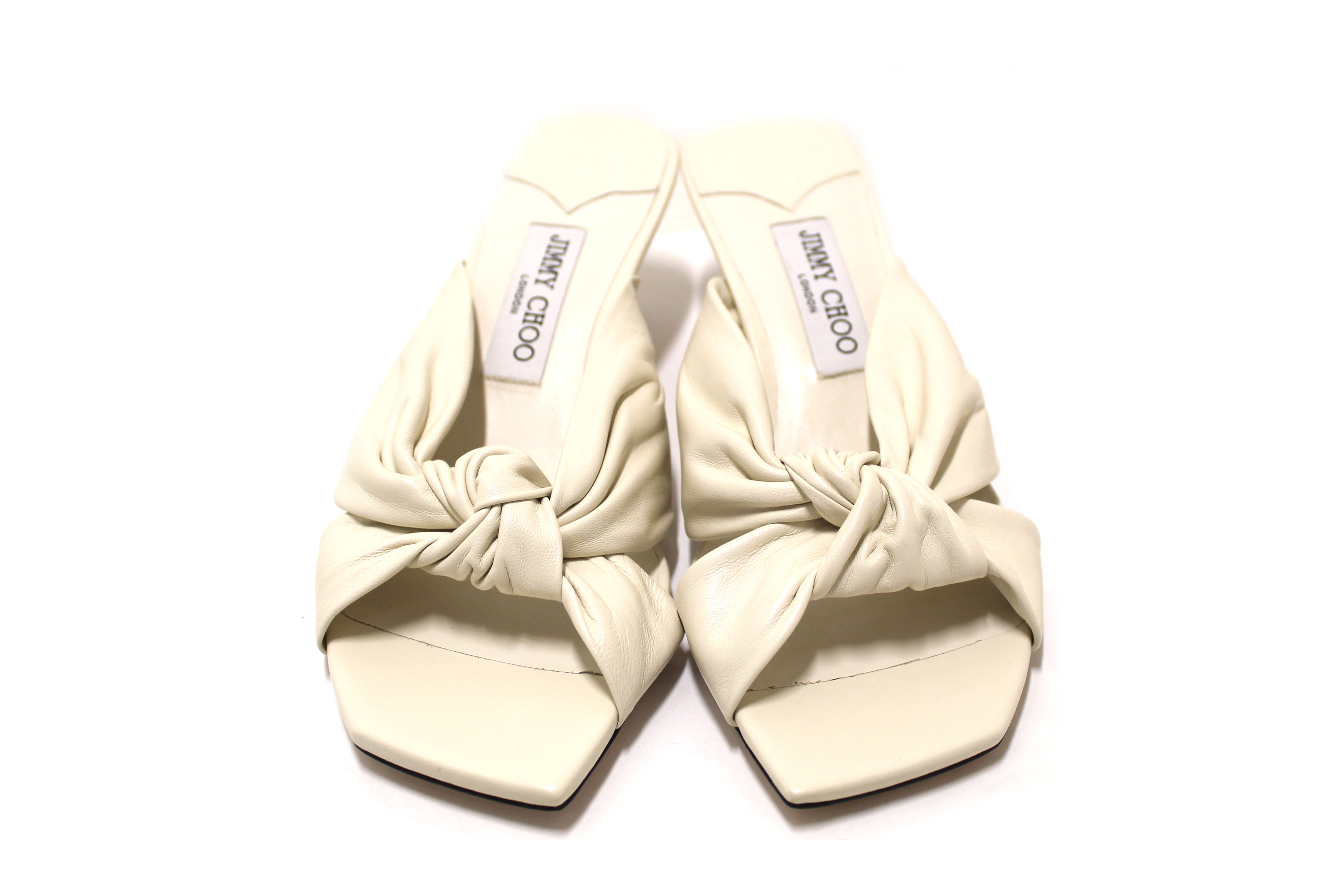 Authentic Jimmy Choo White Nappa Leather Avenue 50 Size 39