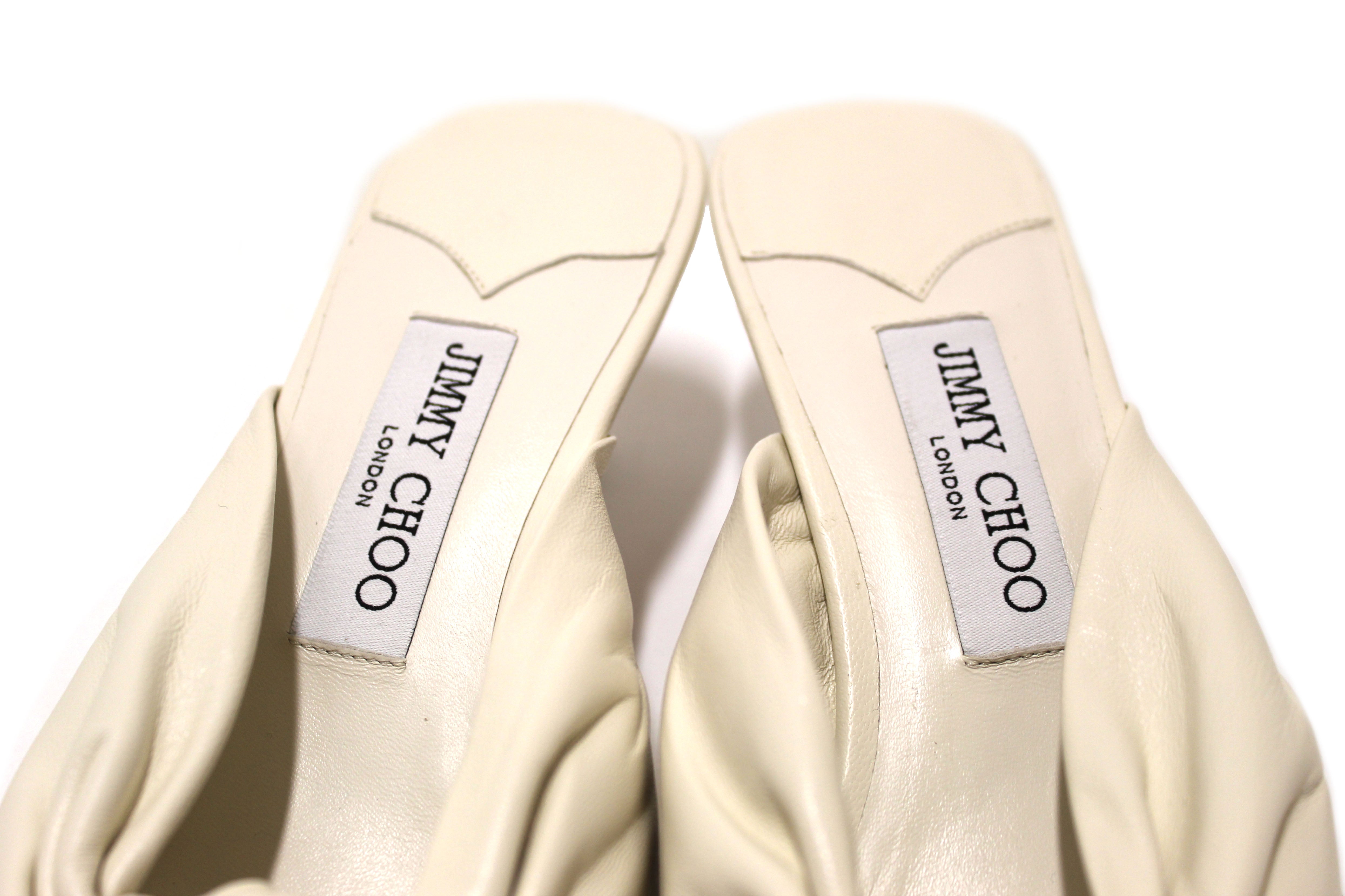 Authentic Jimmy Choo White Nappa Leather Avenue 50 Size 39