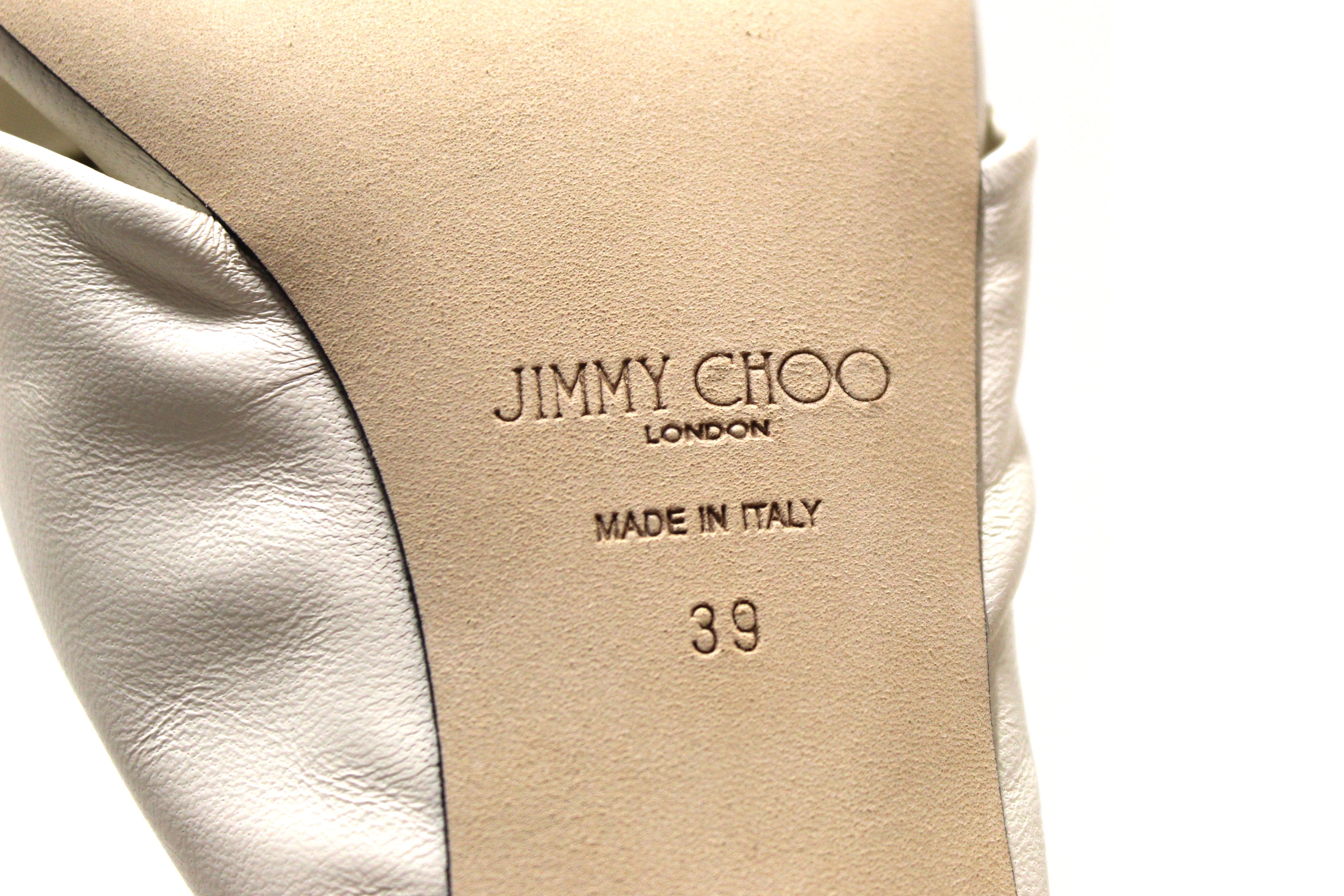 Authentic Jimmy Choo White Nappa Leather Avenue 50 Size 39