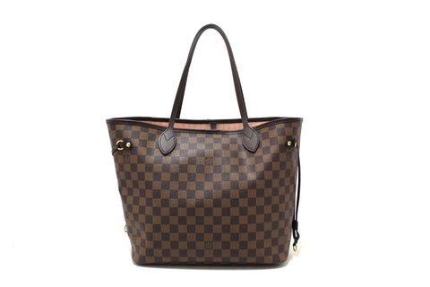 Authentic Louis Vuitton Damier Ebene Canvas Neverfull MM Tote Shoulder Bag
