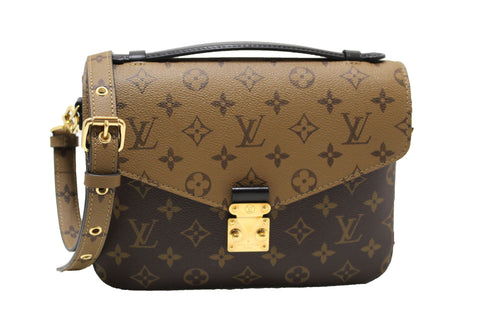Authentic Louis Vuitton Classic Monogram Reverse Canvas Pochette Metis Bag