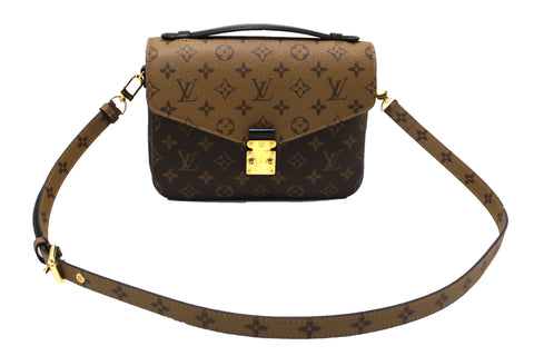 Authentic Louis Vuitton Classic Monogram Reverse Canvas Pochette Metis Bag