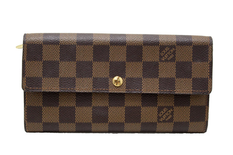 Authentic Louis Vuitton Damier Ebene Canvas Sarah Wallet