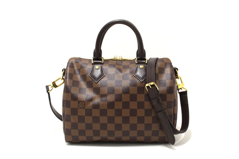 Authentic Louis Vuitton Damier Ebene Speedy 25 Bandouliere Crossbody Bag