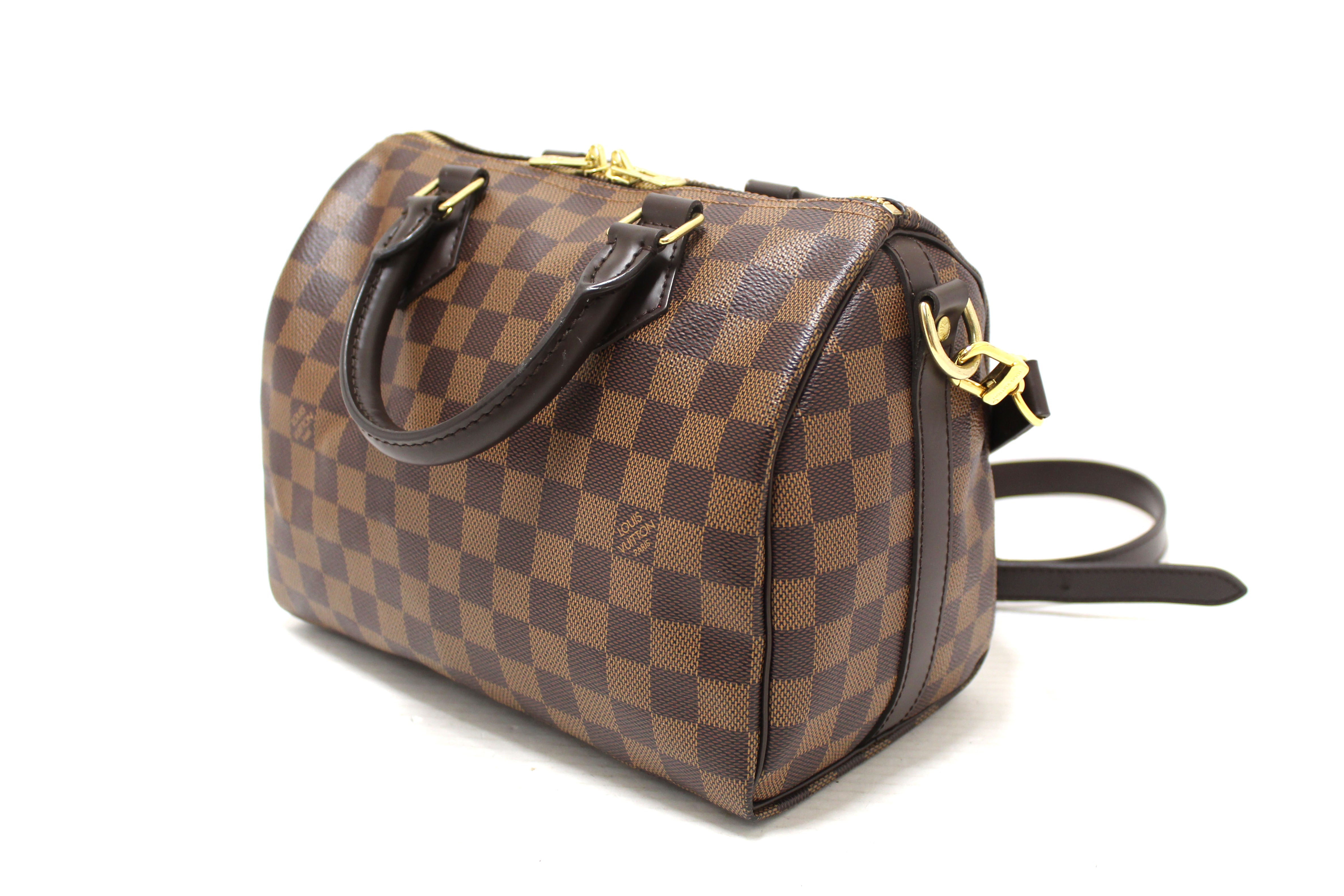 Authentic Louis Vuitton Damier Ebene Speedy 25 Bandouliere Crossbody Bag