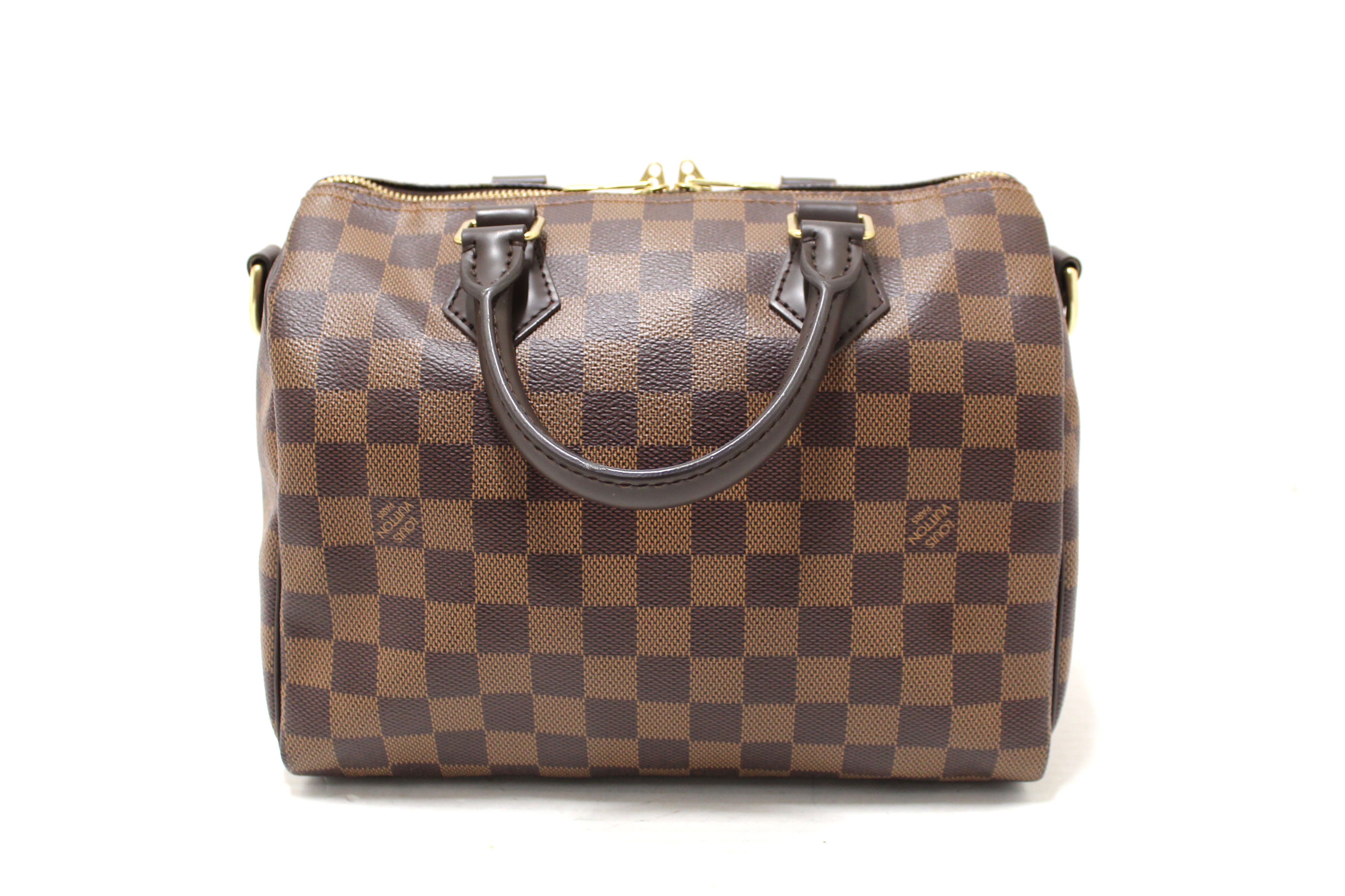 Authentic Louis Vuitton Damier Ebene Speedy 25 Bandouliere Crossbody Bag