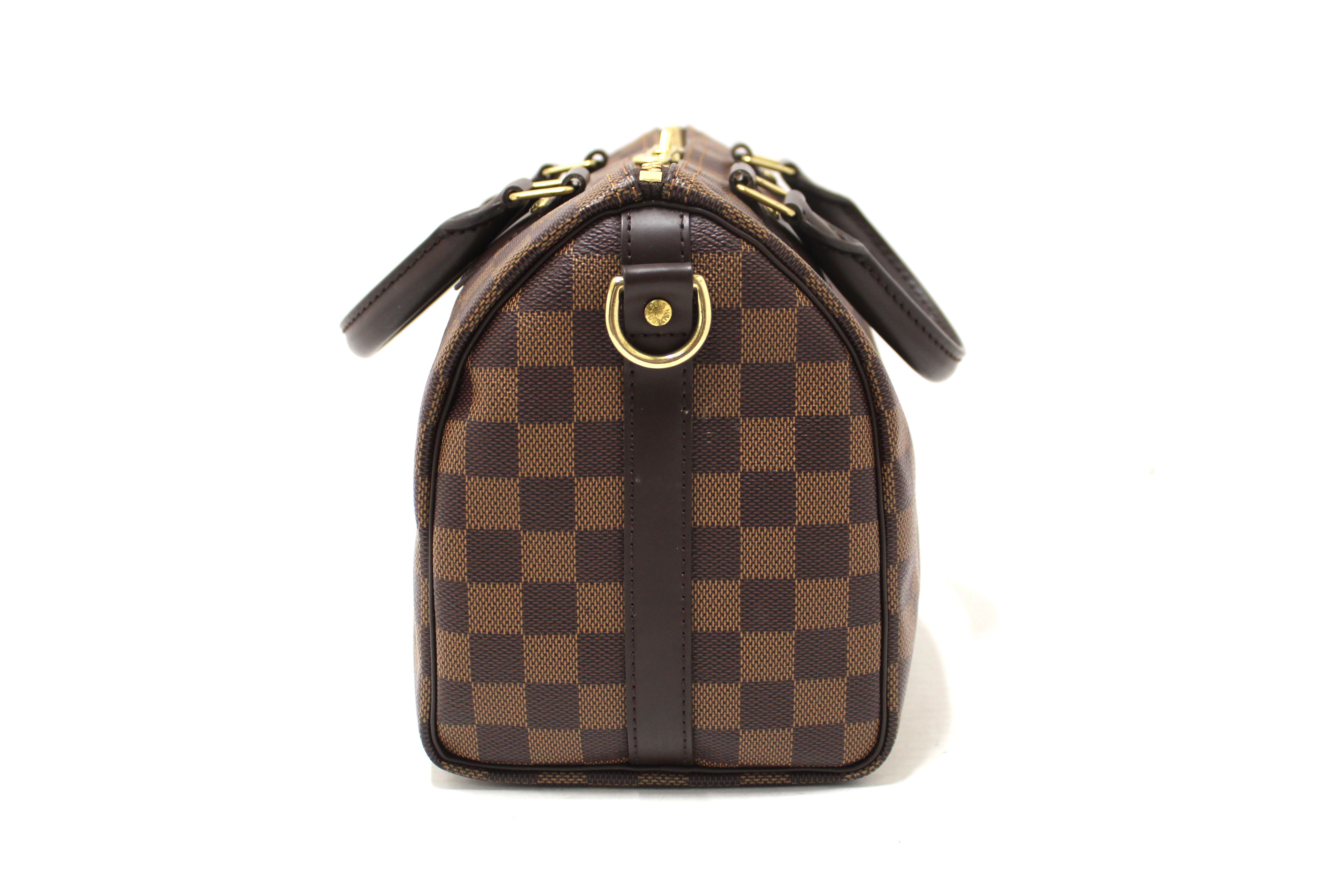Authentic Louis Vuitton Damier Ebene Speedy 25 Bandouliere Crossbody Bag