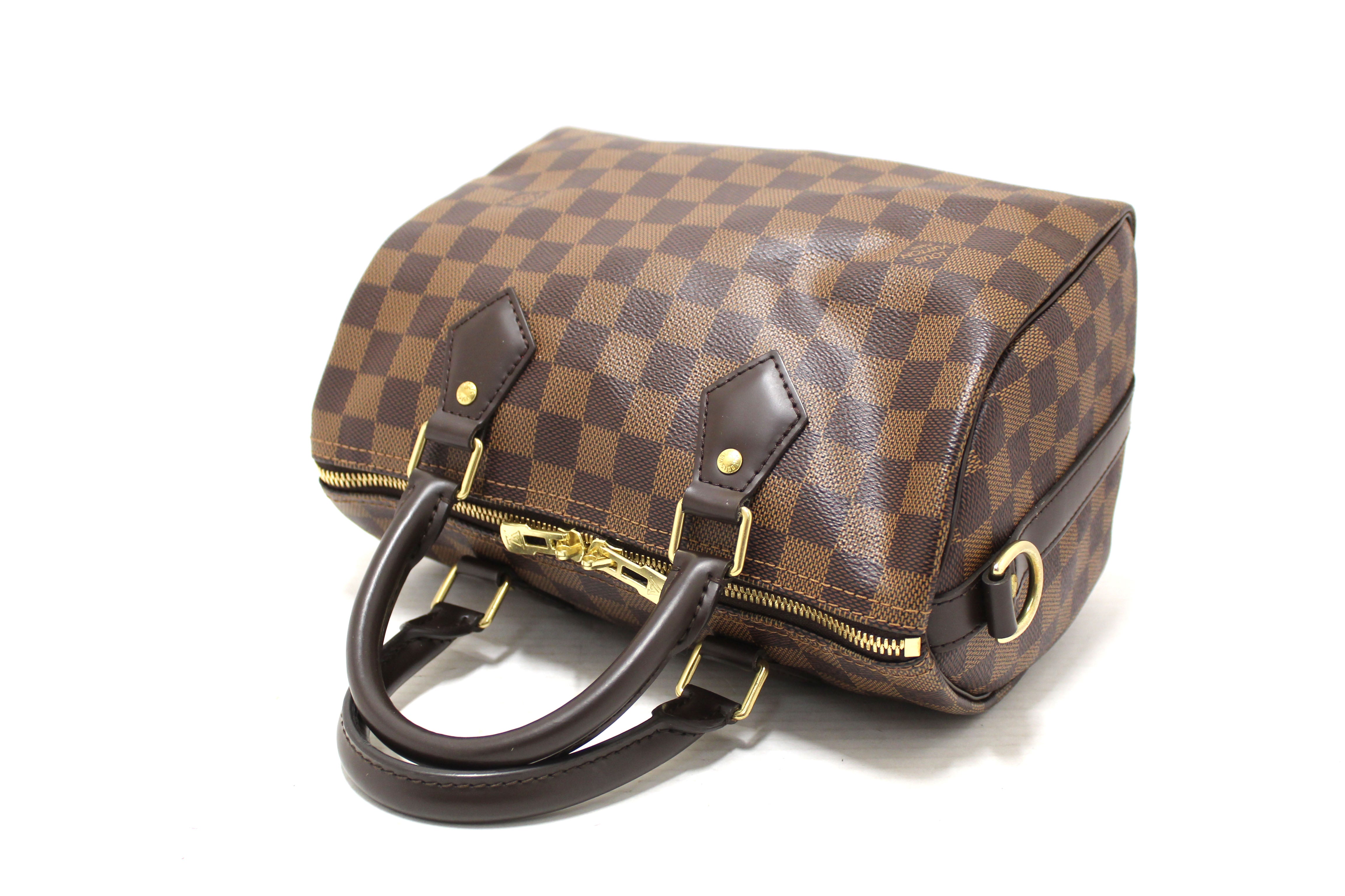 Authentic Louis Vuitton Damier Ebene Speedy 25 Bandouliere Crossbody Bag