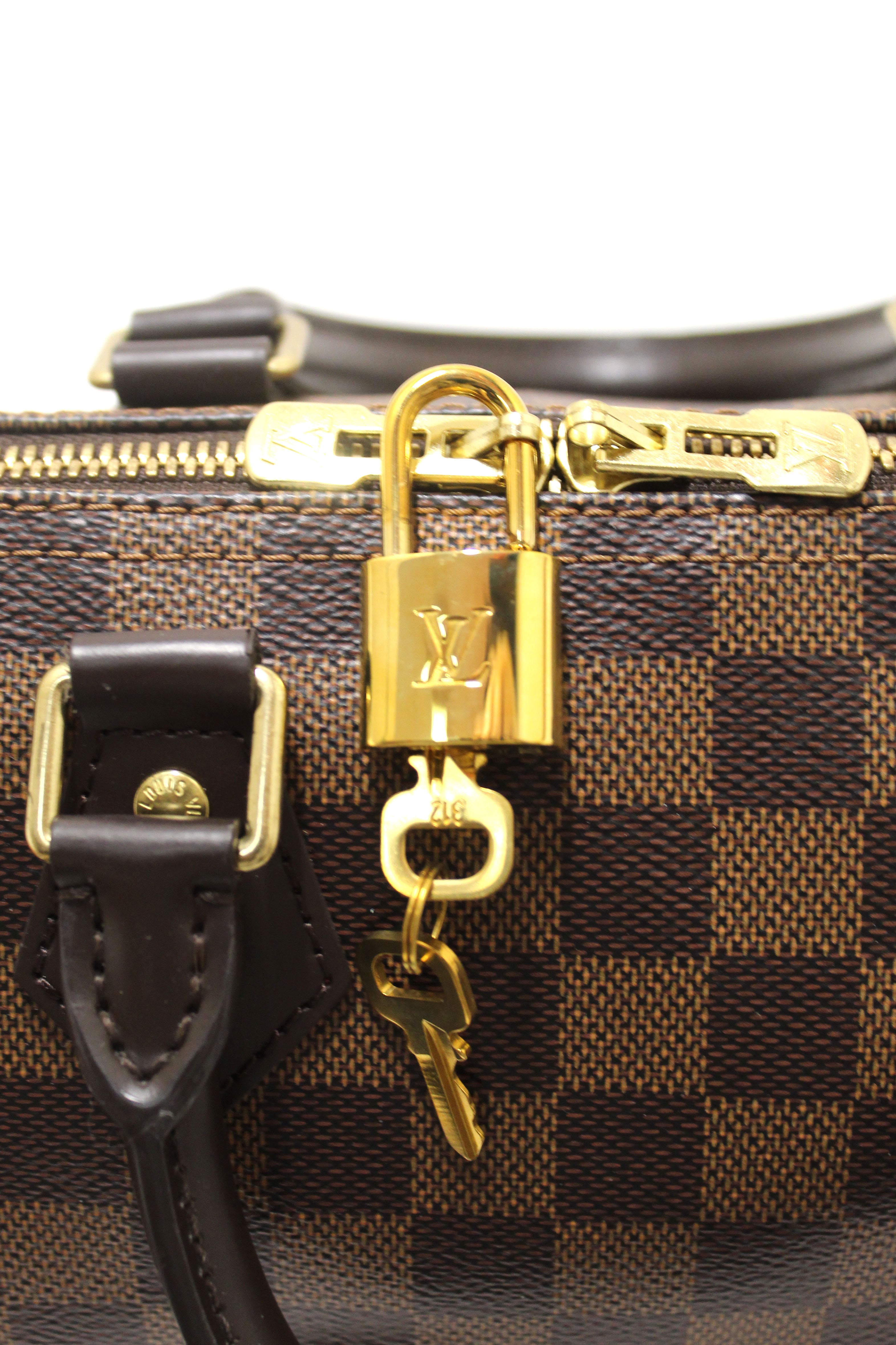 Authentic Louis Vuitton Damier Ebene Speedy 25 Bandouliere Crossbody Bag