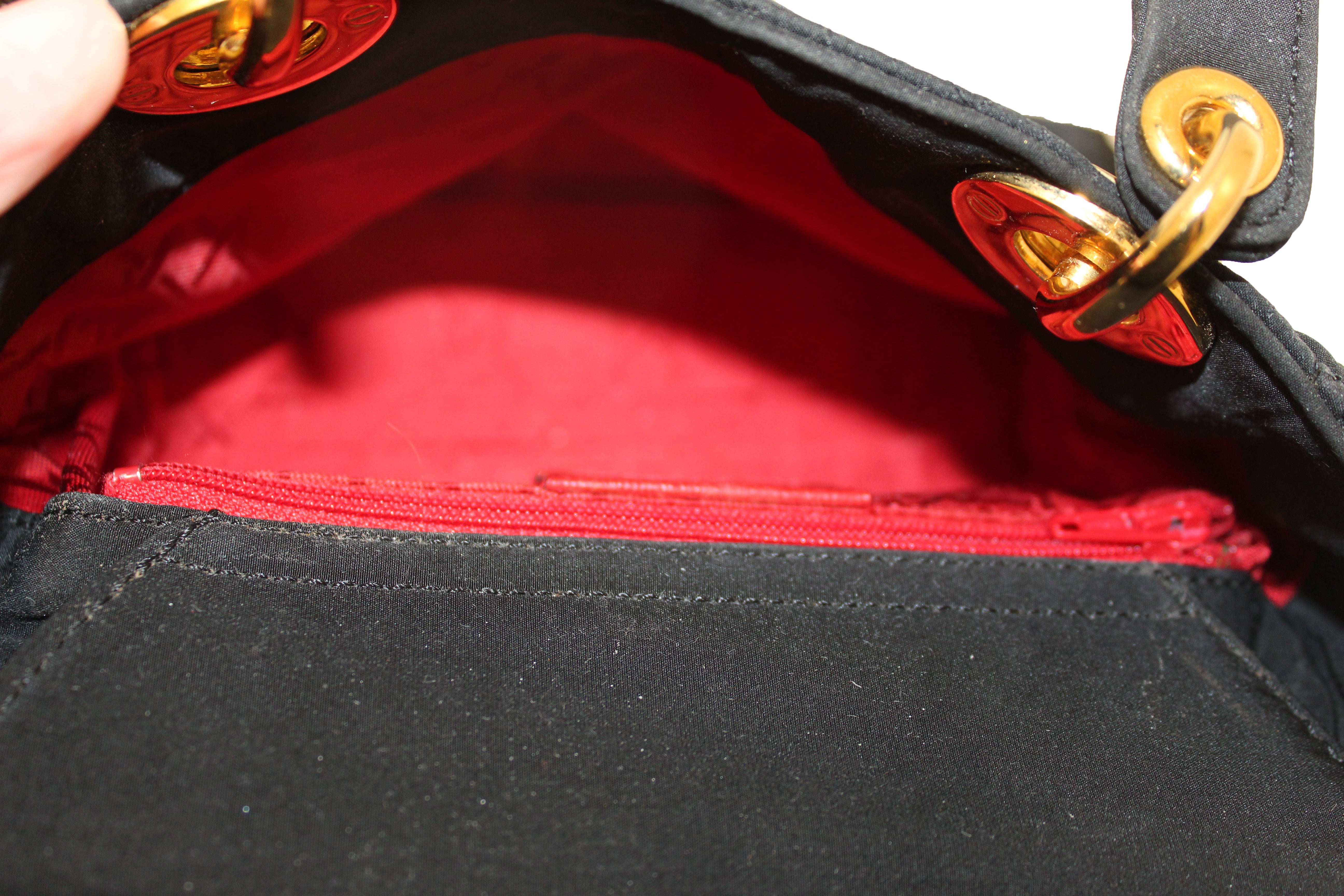 Authentic Christian Dior Black Nylon Cannage Mini Lady Dior Bag