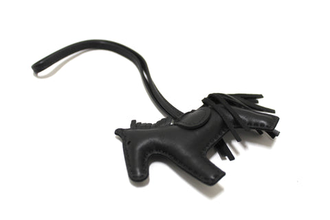 Authentic Hermes Black Milo Lambskin Grigri Rodeo Horse Bag Charm