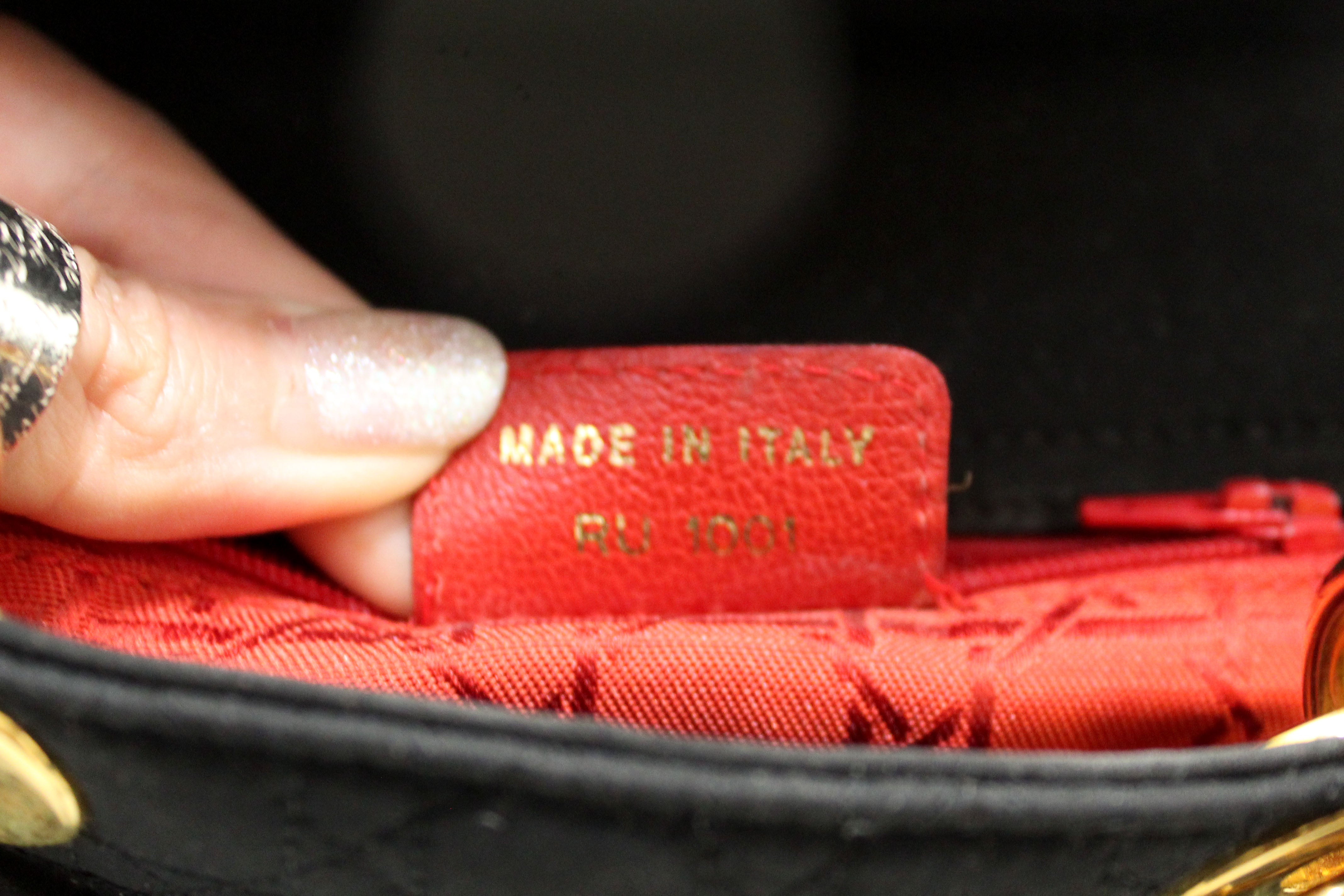 Authentic Christian Dior Black Nylon Cannage Mini Lady Dior Bag