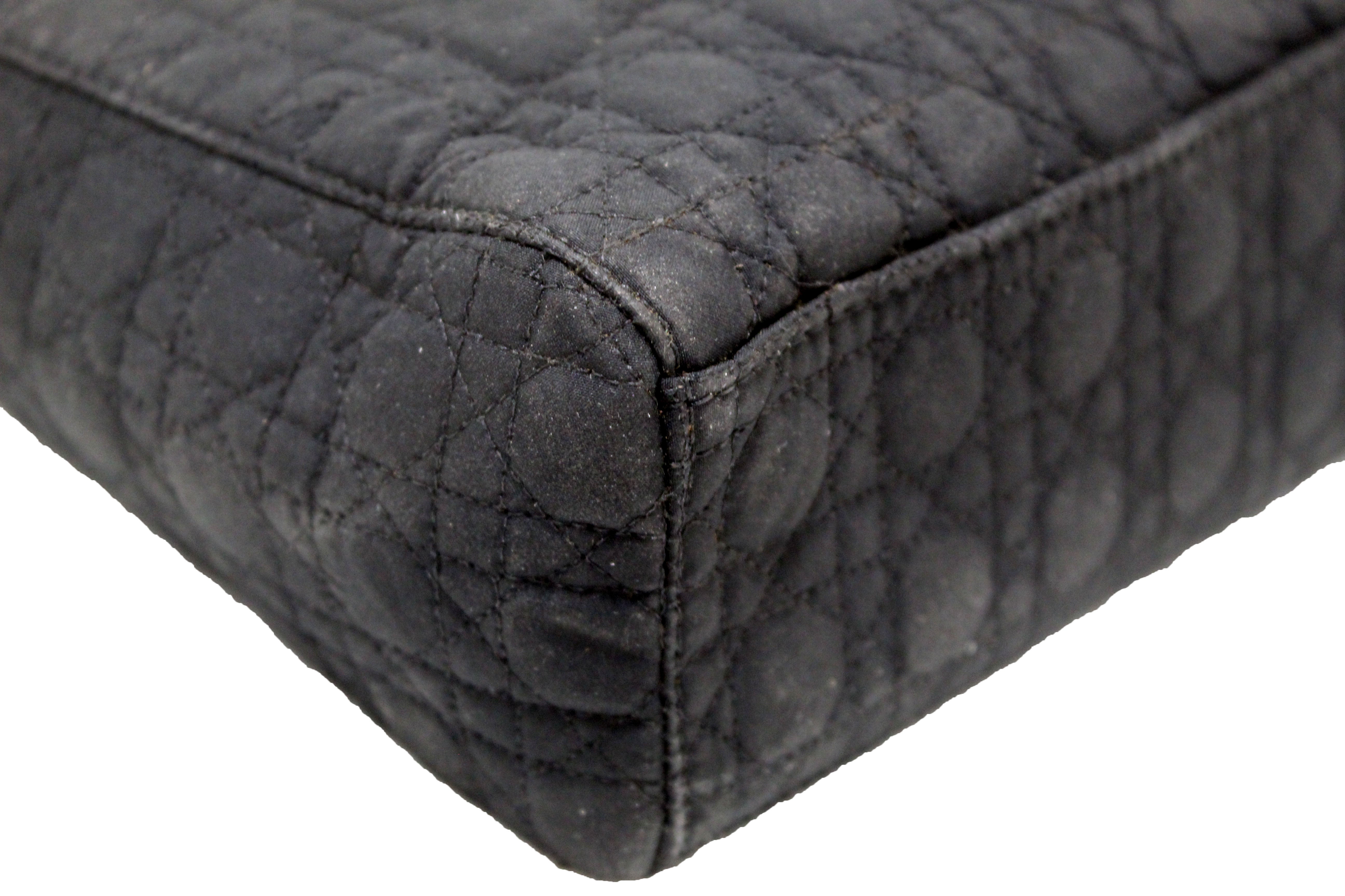 Authentic Christian Dior Black Nylon Cannage Mini Lady Dior Bag