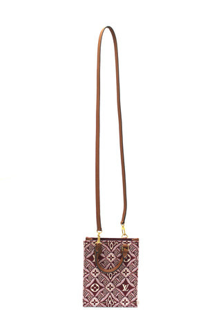 Authentic Louis Vuitton Red Jacquard Since 1854 Petit Sac Plat Bag