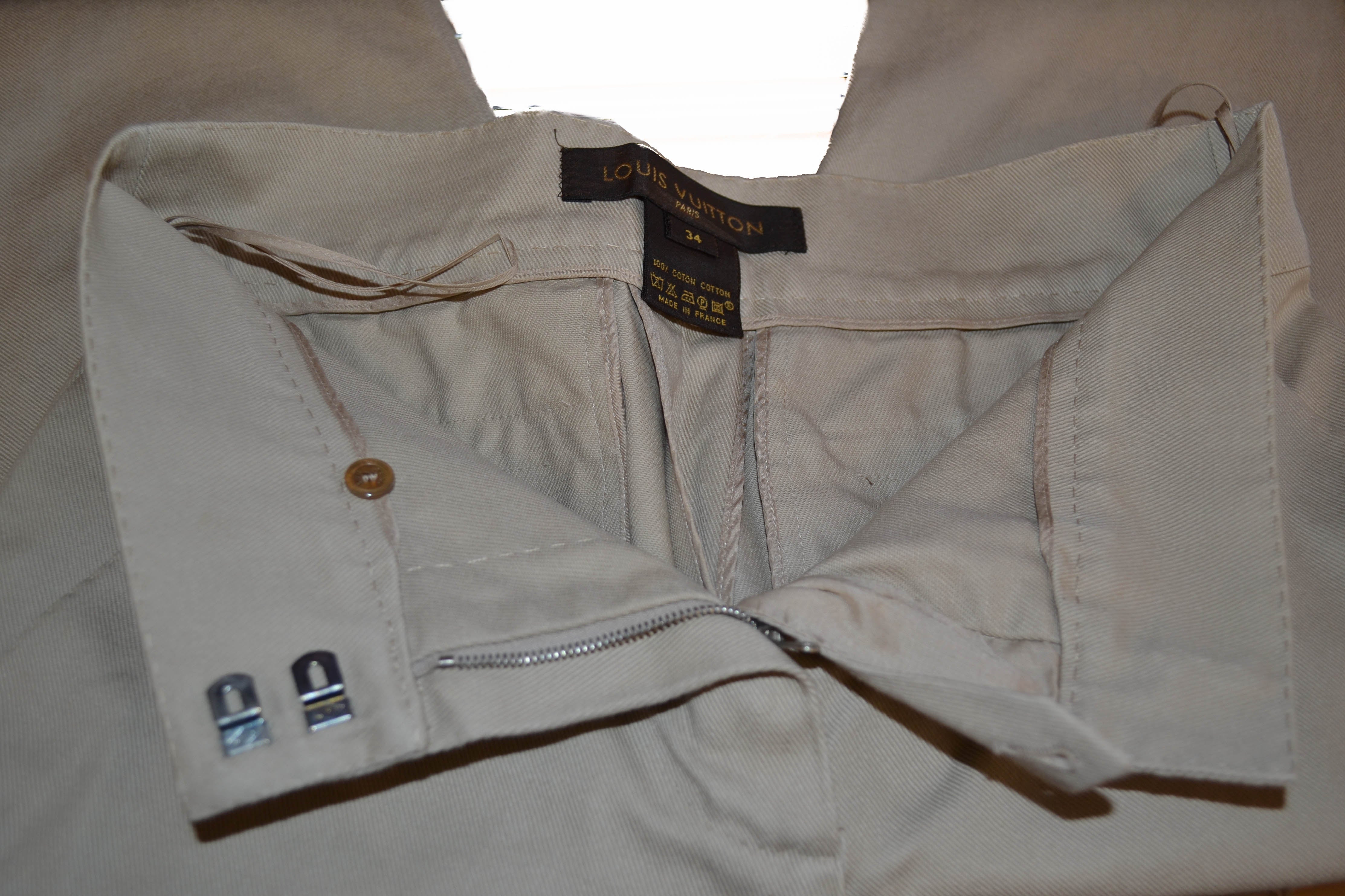Authentic Louis Vuitton Beige Cotton Womens Pants Size 34