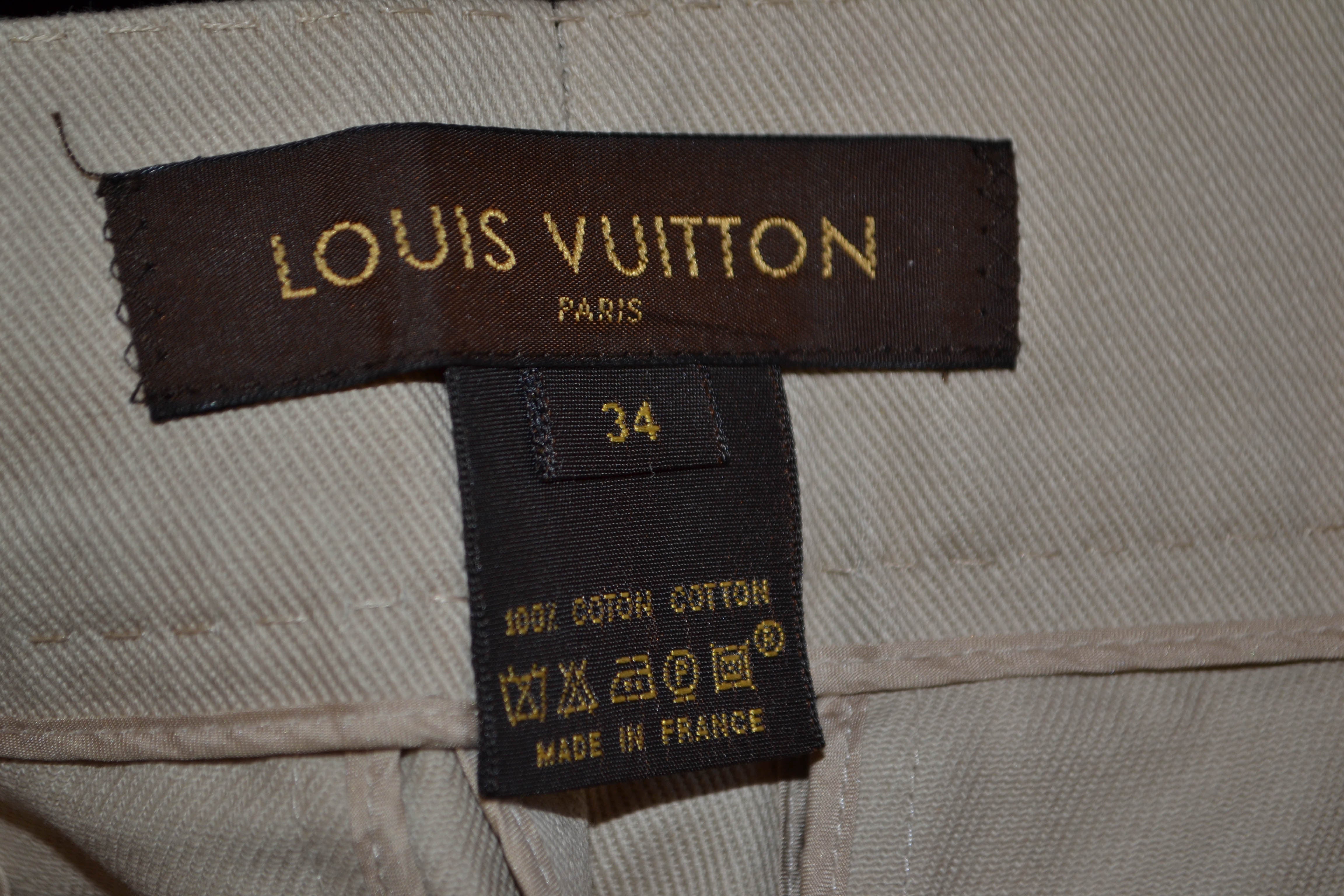 Authentic Louis Vuitton Beige Cotton Womens Pants Size 34