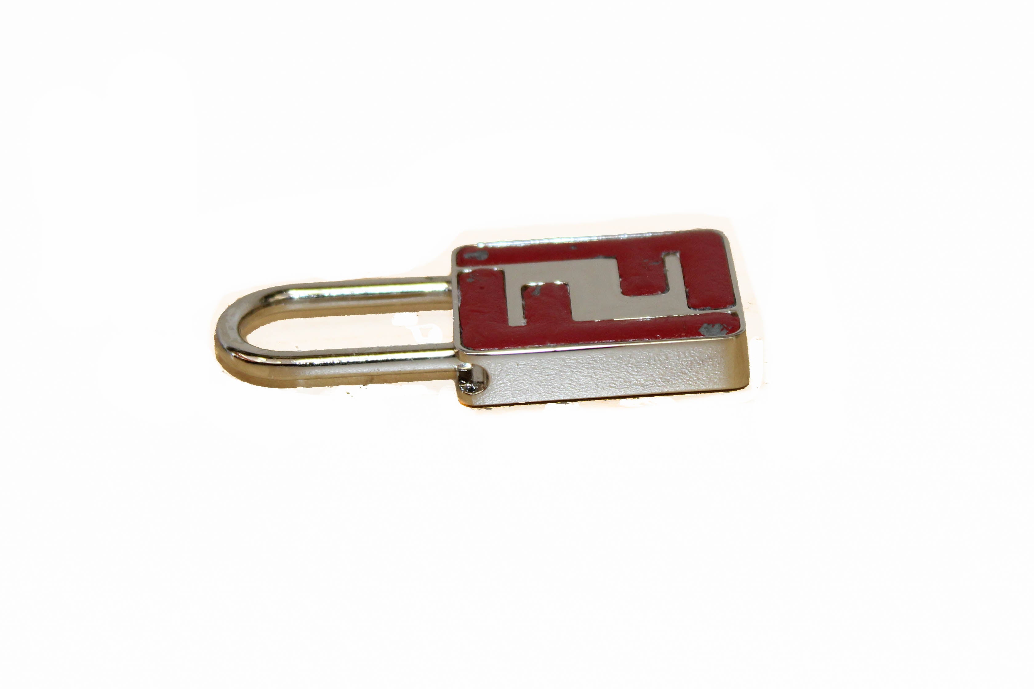 Authentic Fendi Red FF Shiny Silver Key Chain