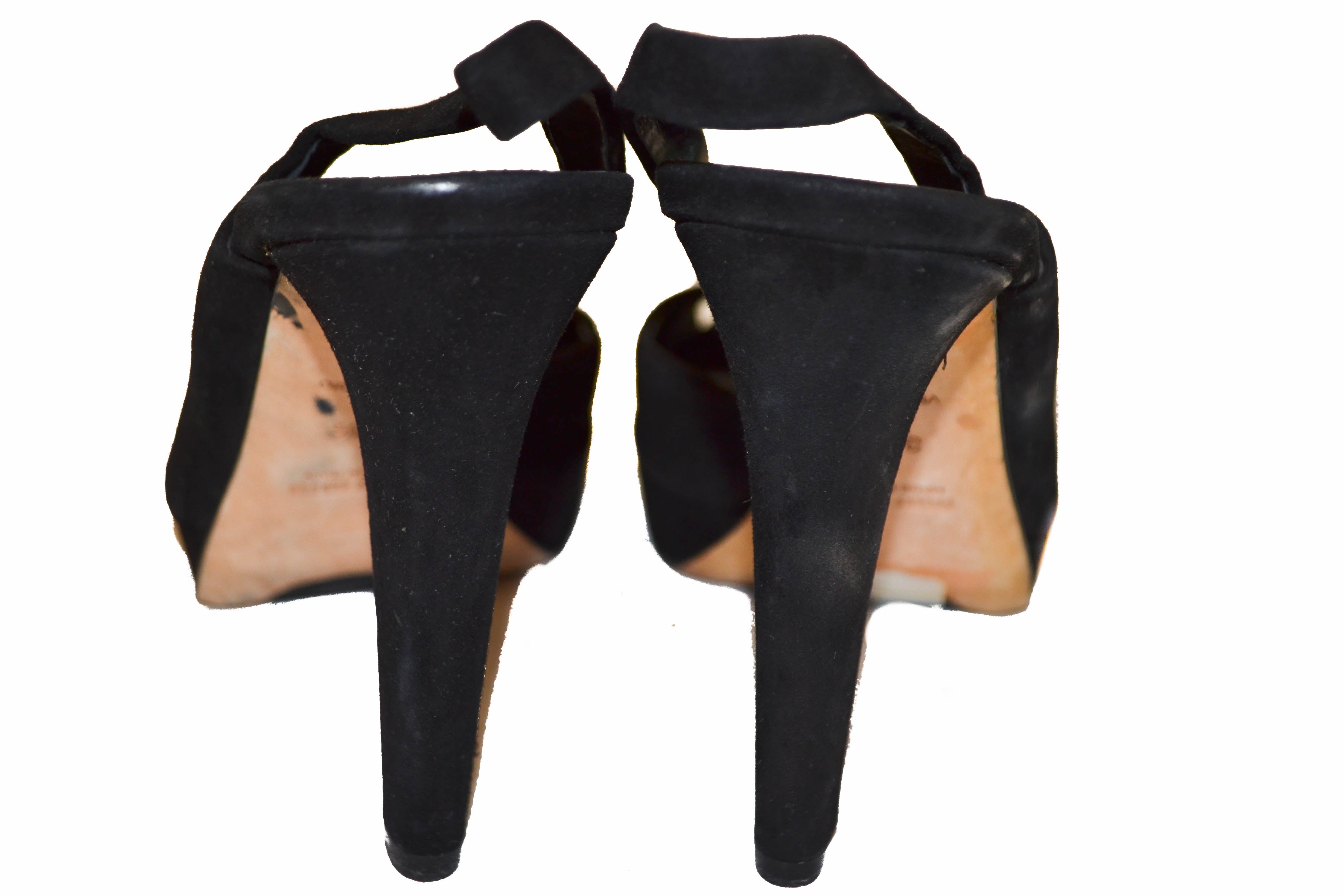 Authentic Miu Miu Black Suede Leather Pumps Shoes - Size 37.5