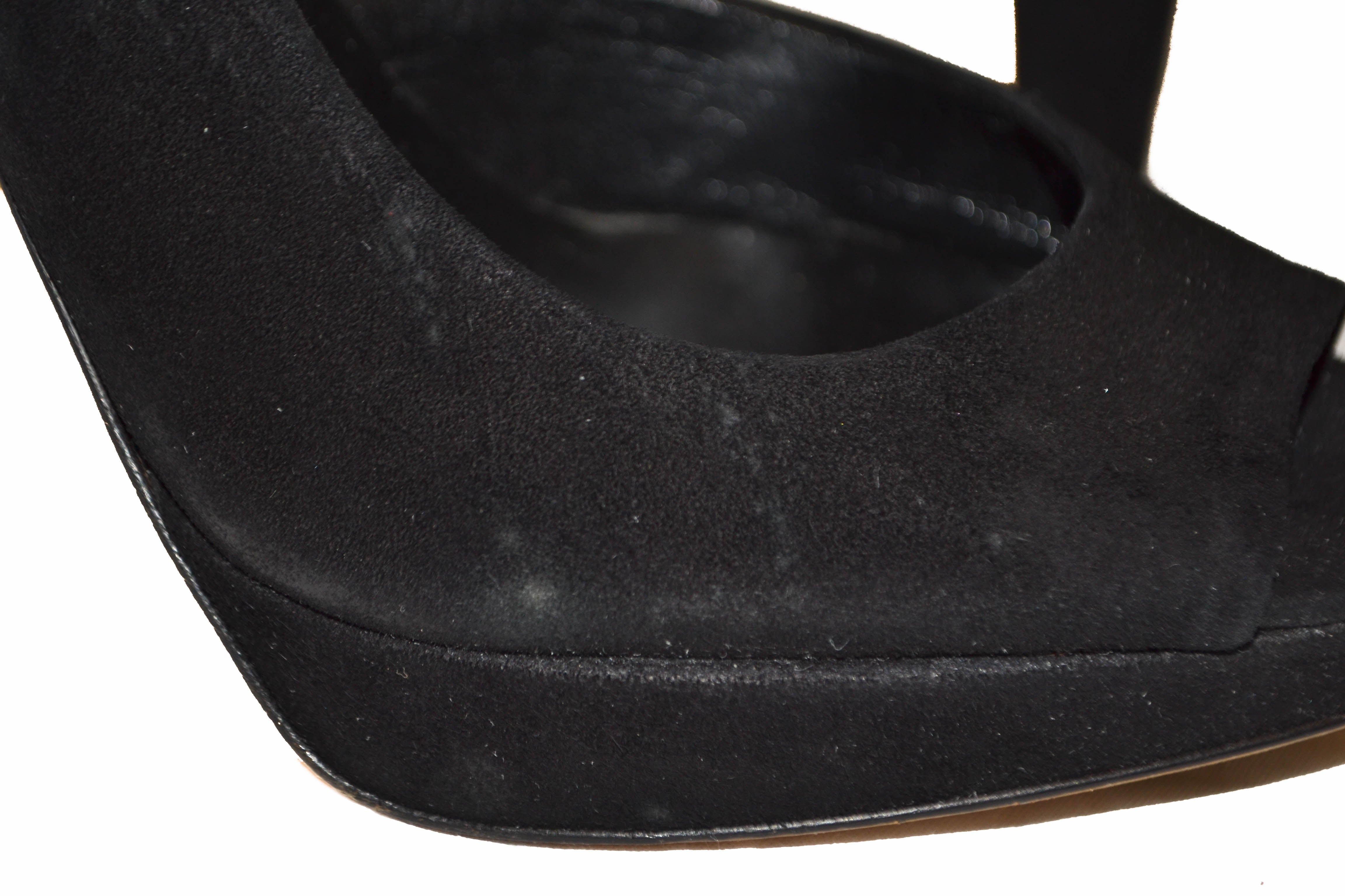 Authentic Miu Miu Black Suede Leather Pumps Shoes - Size 37.5