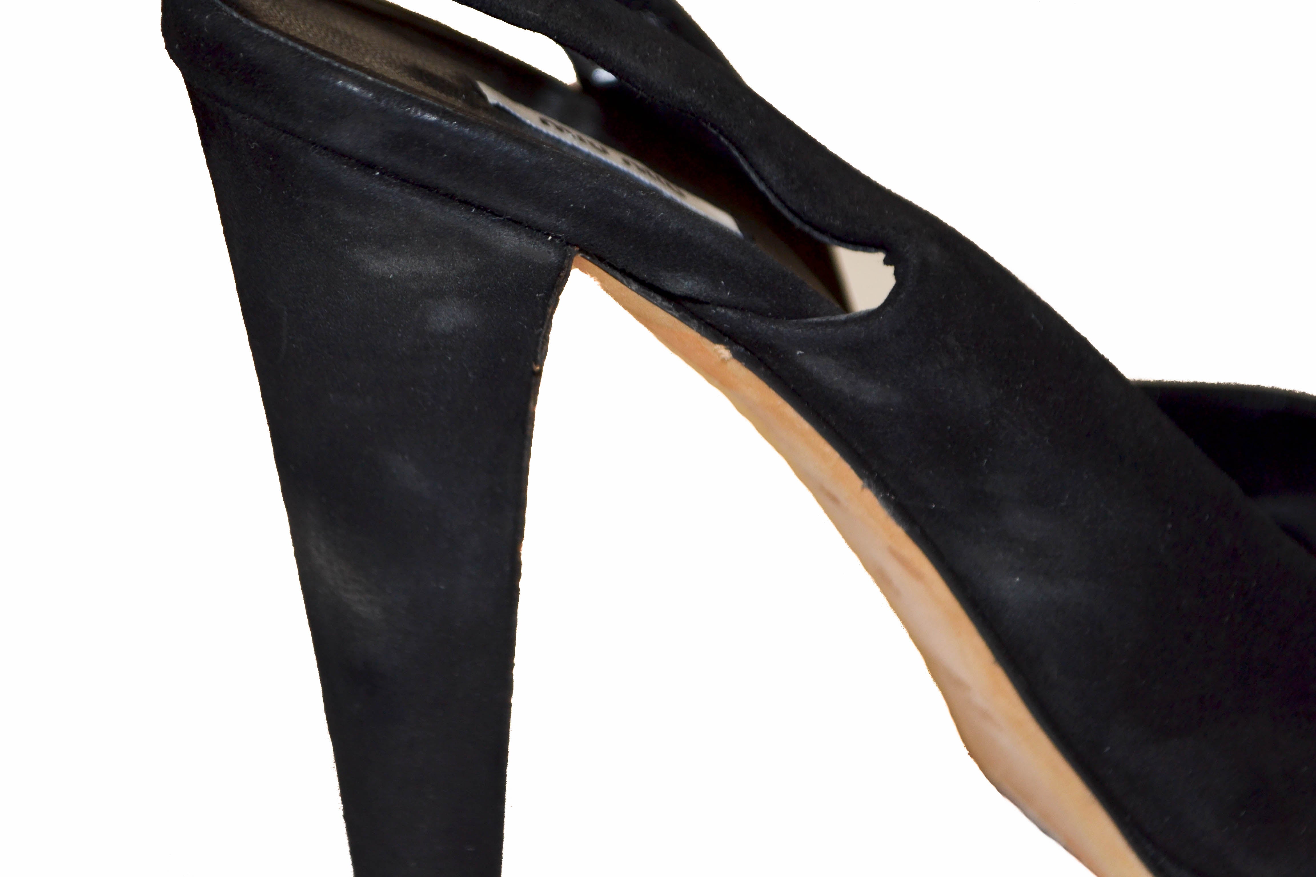 Authentic Miu Miu Black Suede Leather Pumps Shoes - Size 37.5