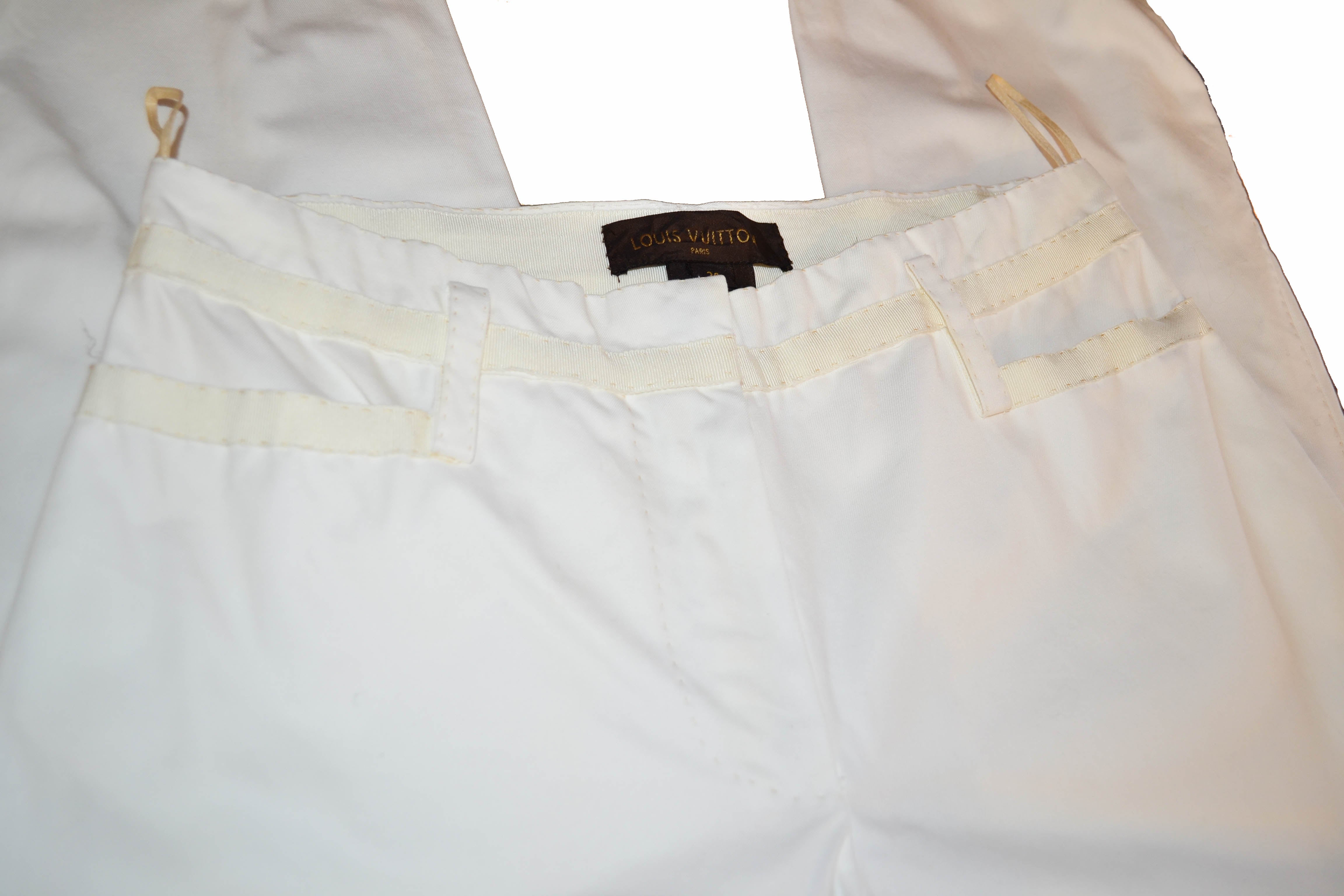 Authentic Louis Vuitton Women's White Cotton Pants Size 36