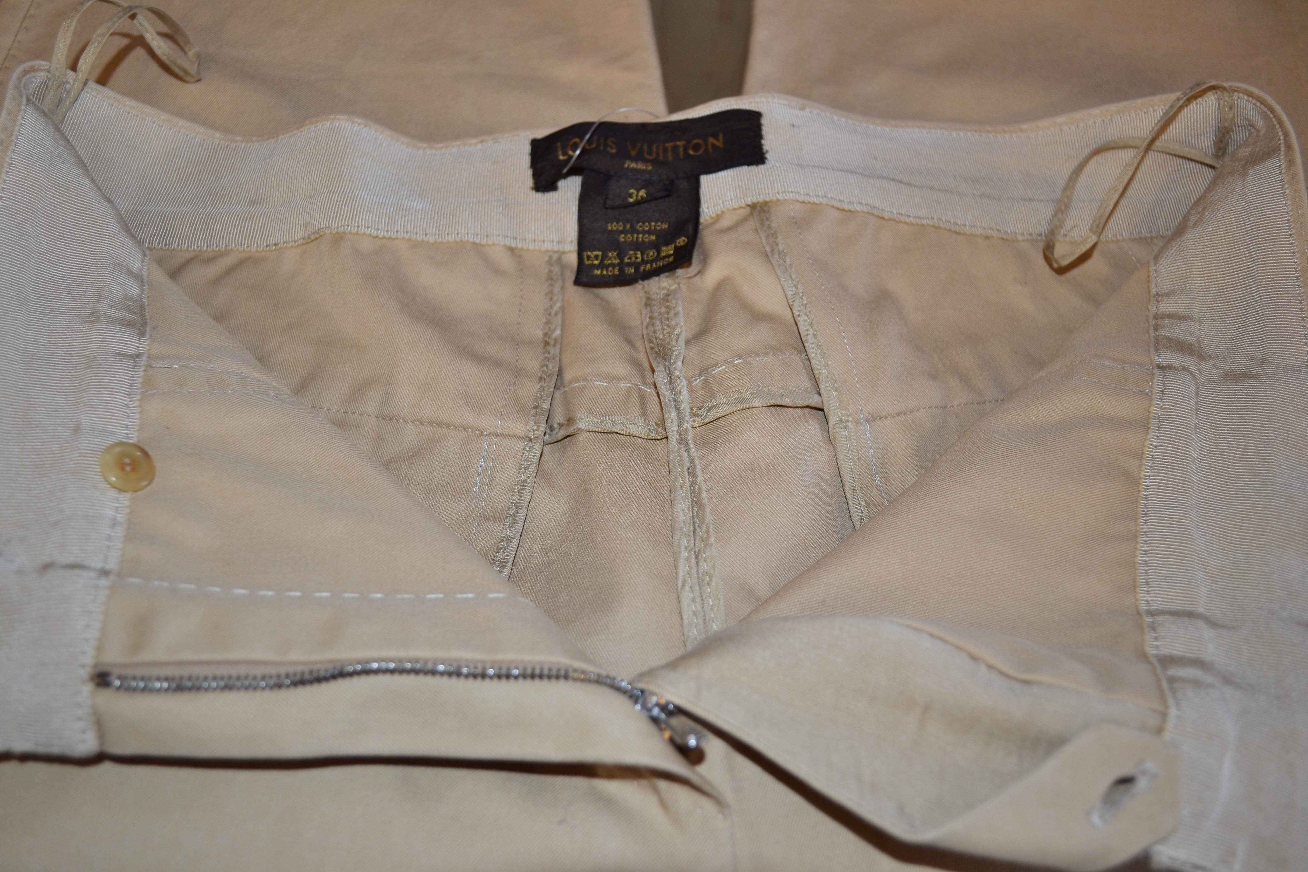 Authentic Louis Vuitton Beige Women's Khaki Pants Size 36