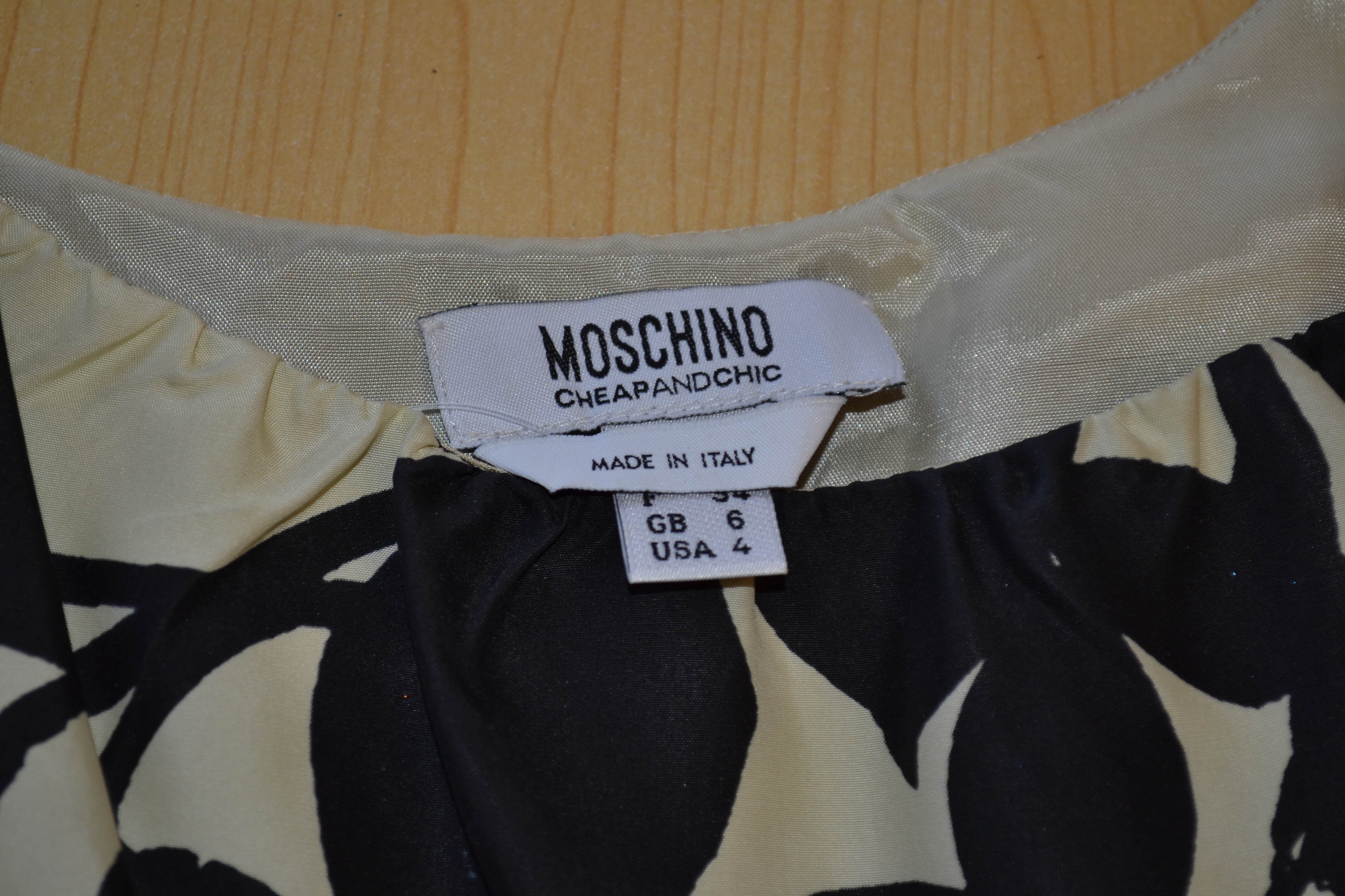 Authentic Moschino Black And Beige Floral Tank Top Size 4