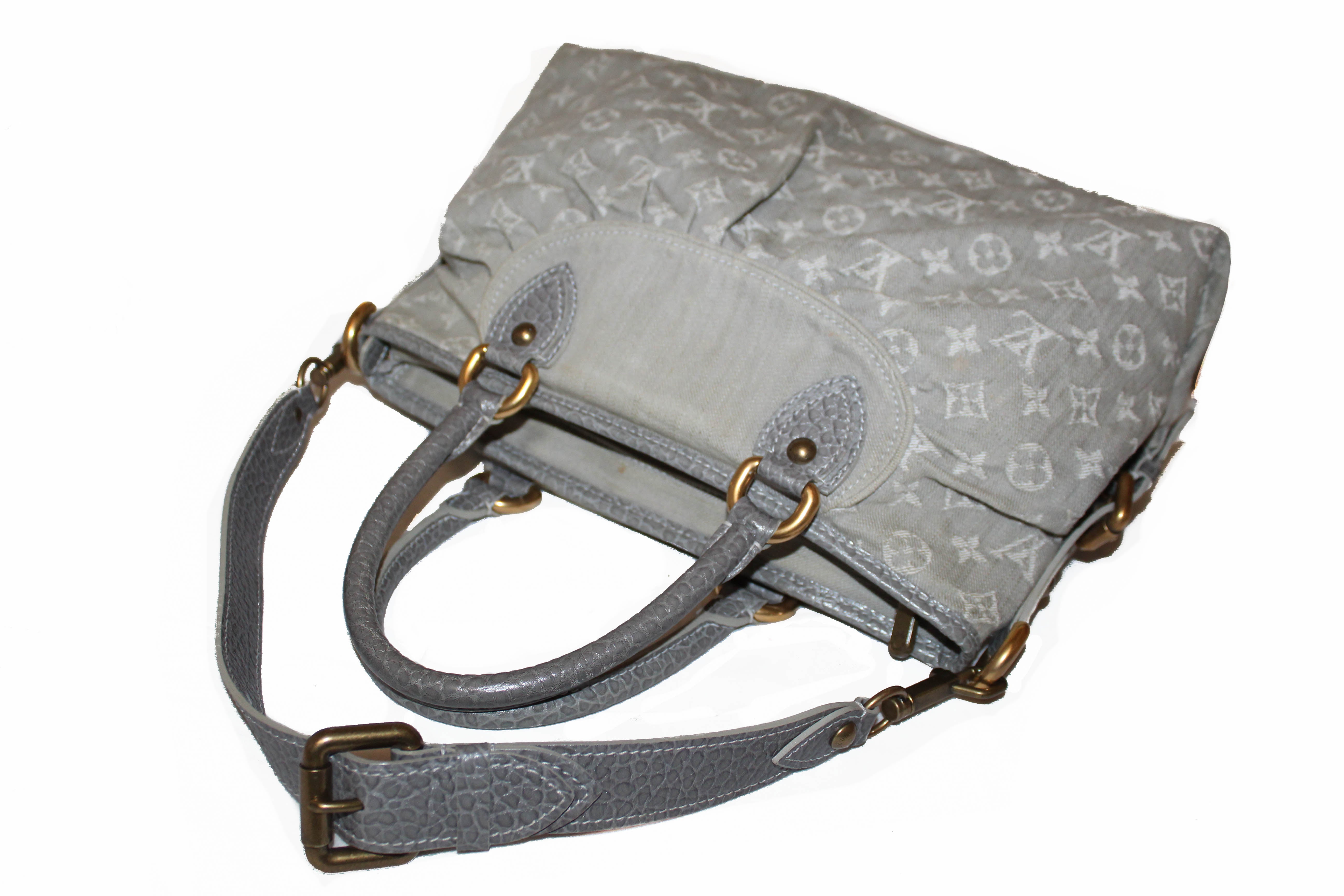 Authentic Louis Vuitton Denim Grey Cabby PM Handbag/Shoulder Bag
