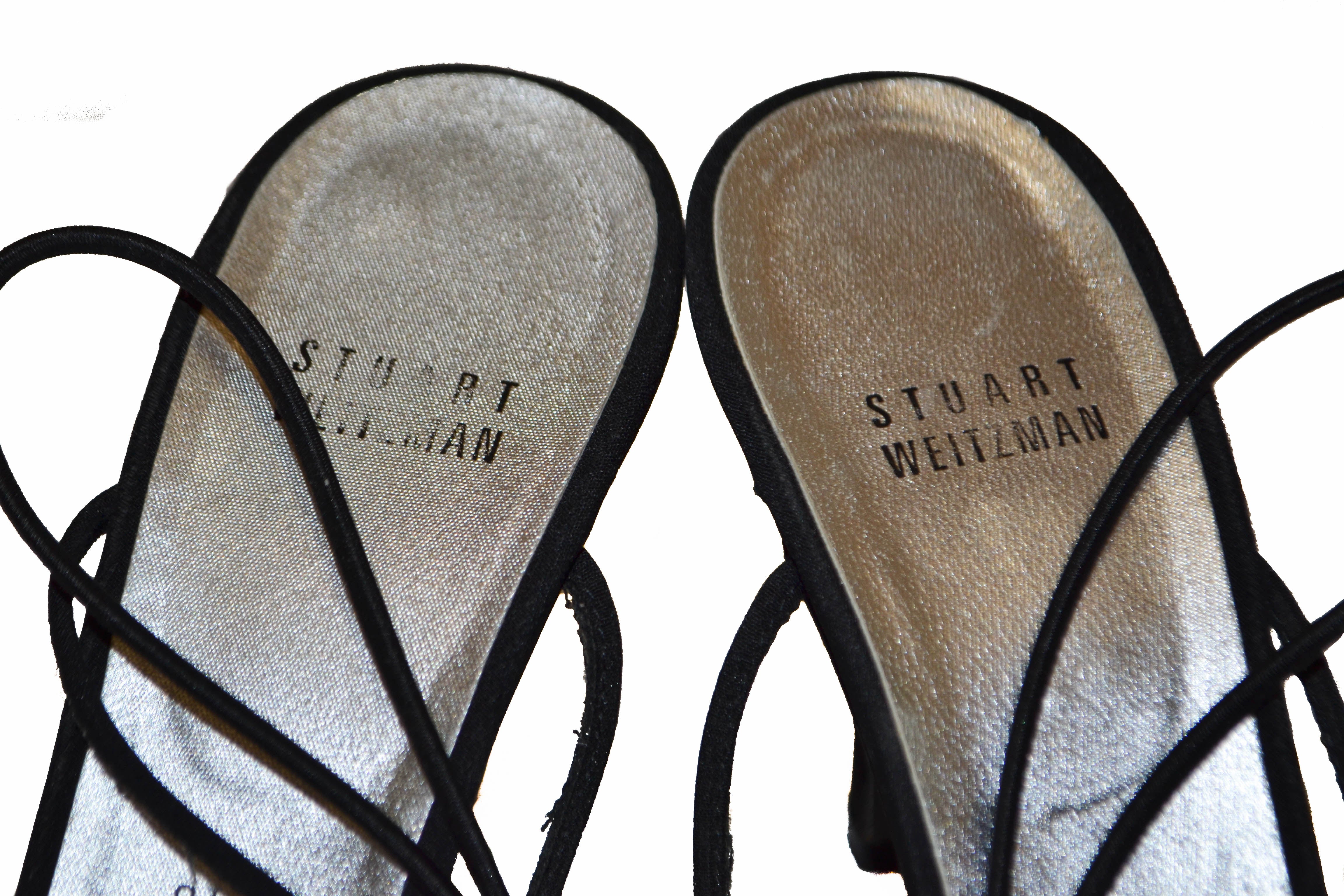 Authentic Stuart Weitzman Black Fabric Sandals Size 8.5
