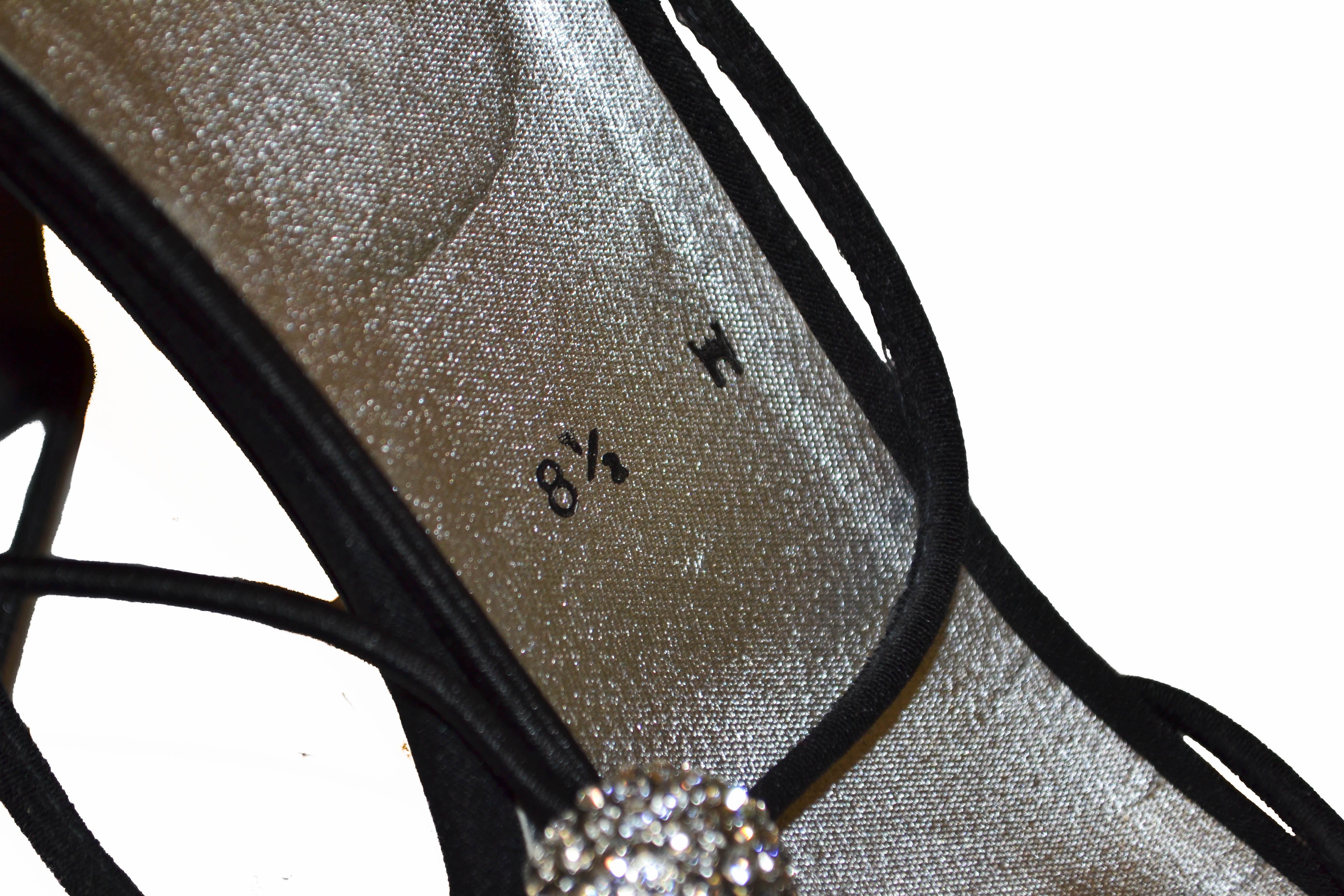 Authentic Stuart Weitzman Black Fabric Sandals Size 8.5