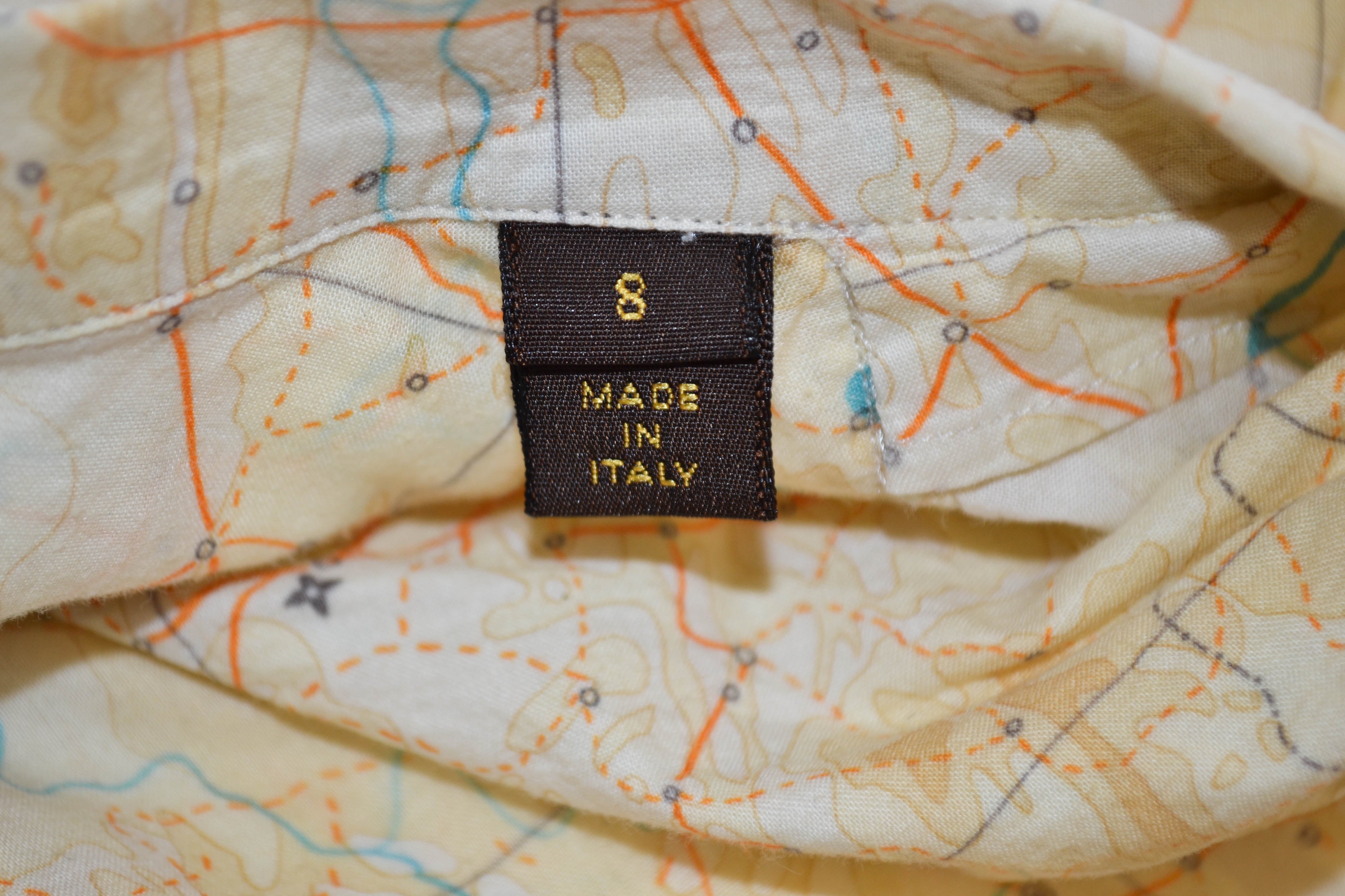 Authentic Louis Vuitton Boys Beige Button Up Shirt Size 8