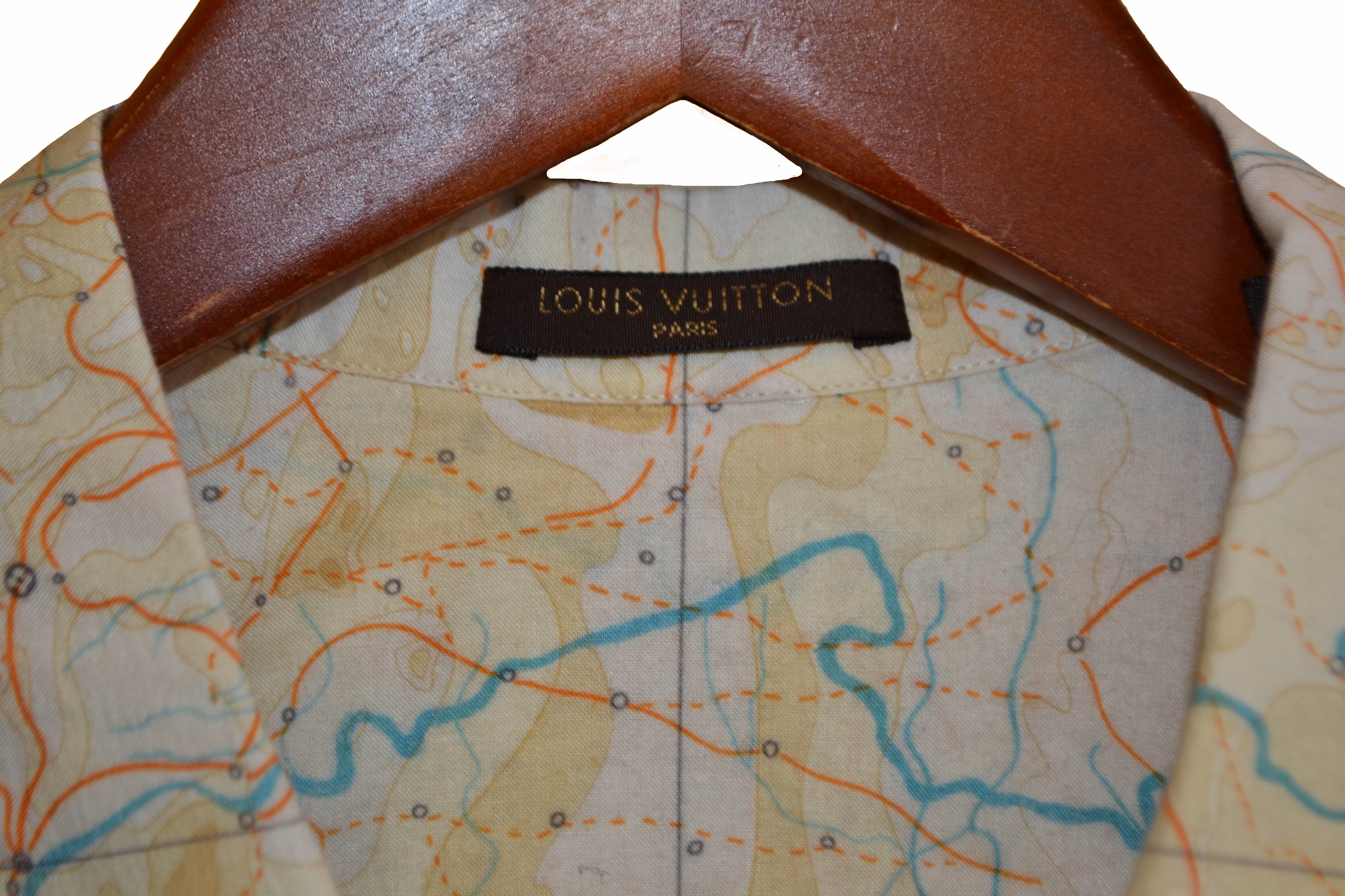 Authentic Louis Vuitton Boys Beige Button Up Shirt Size 8
