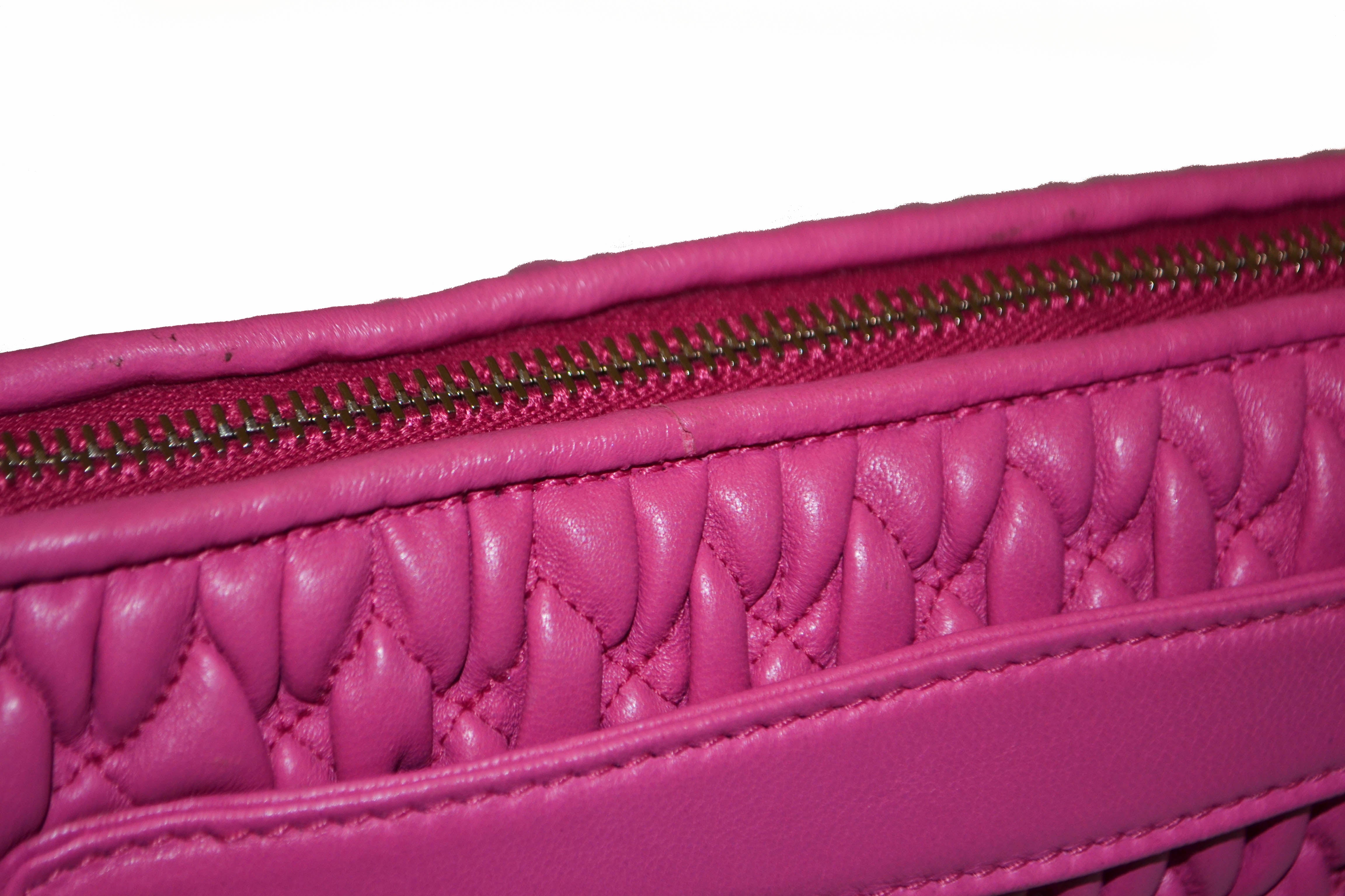 Authentic Miu Miu Pink Matelasse Nappa Leather Clutch