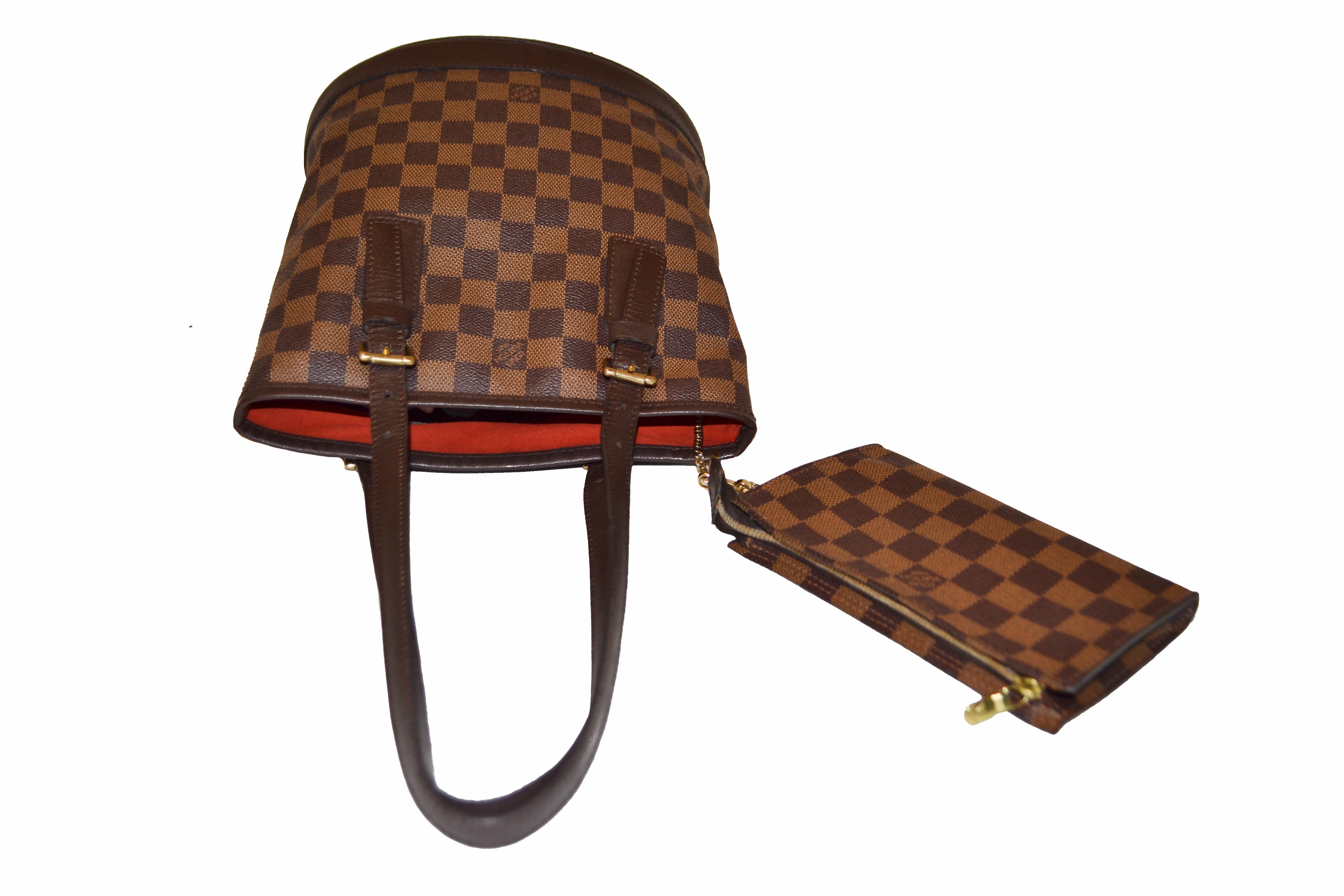 Authentic Louis Vuitton Damier Ebene Bucket PM Shoulder Bag