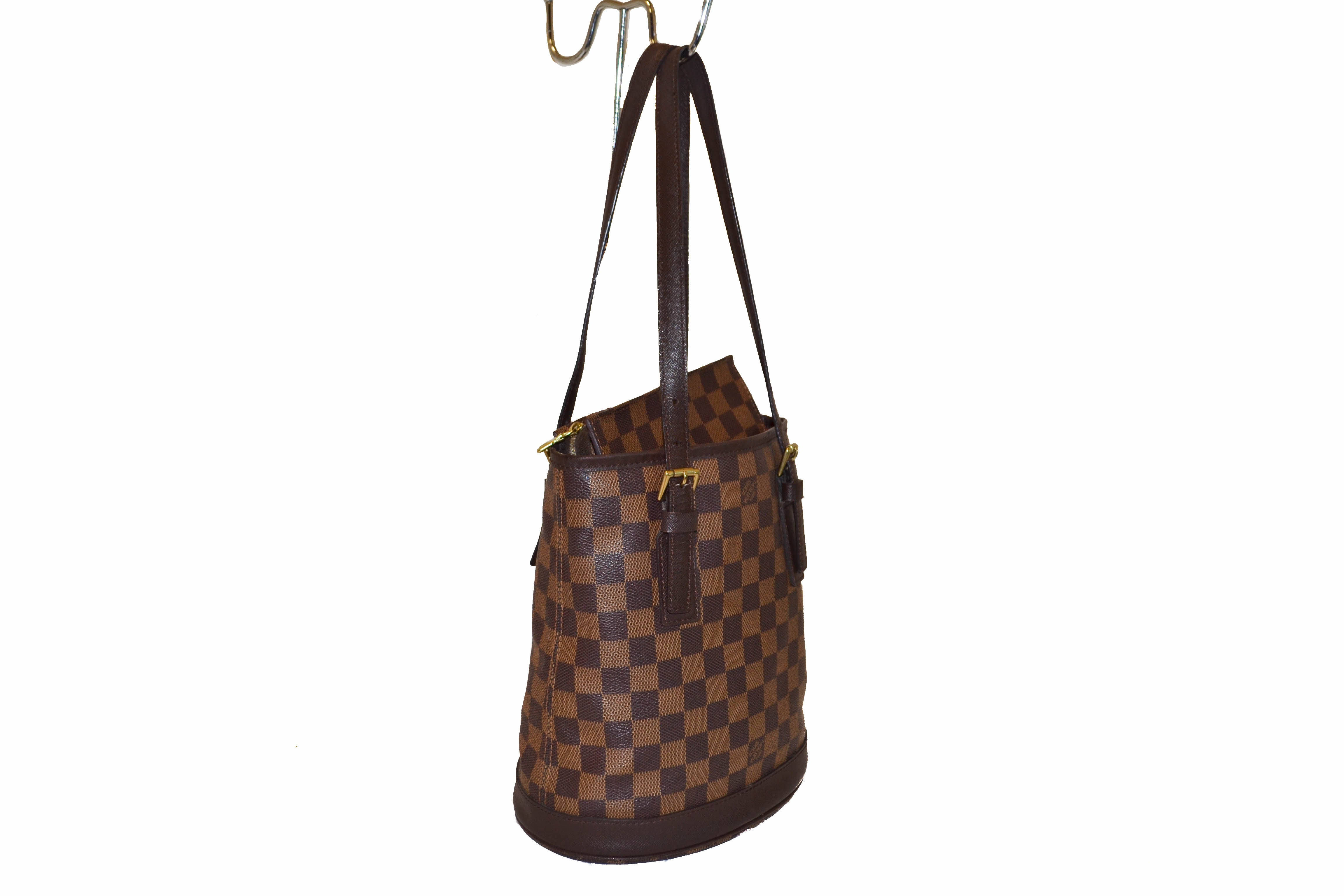 Authentic Louis Vuitton Damier Ebene Bucket PM Shoulder Bag